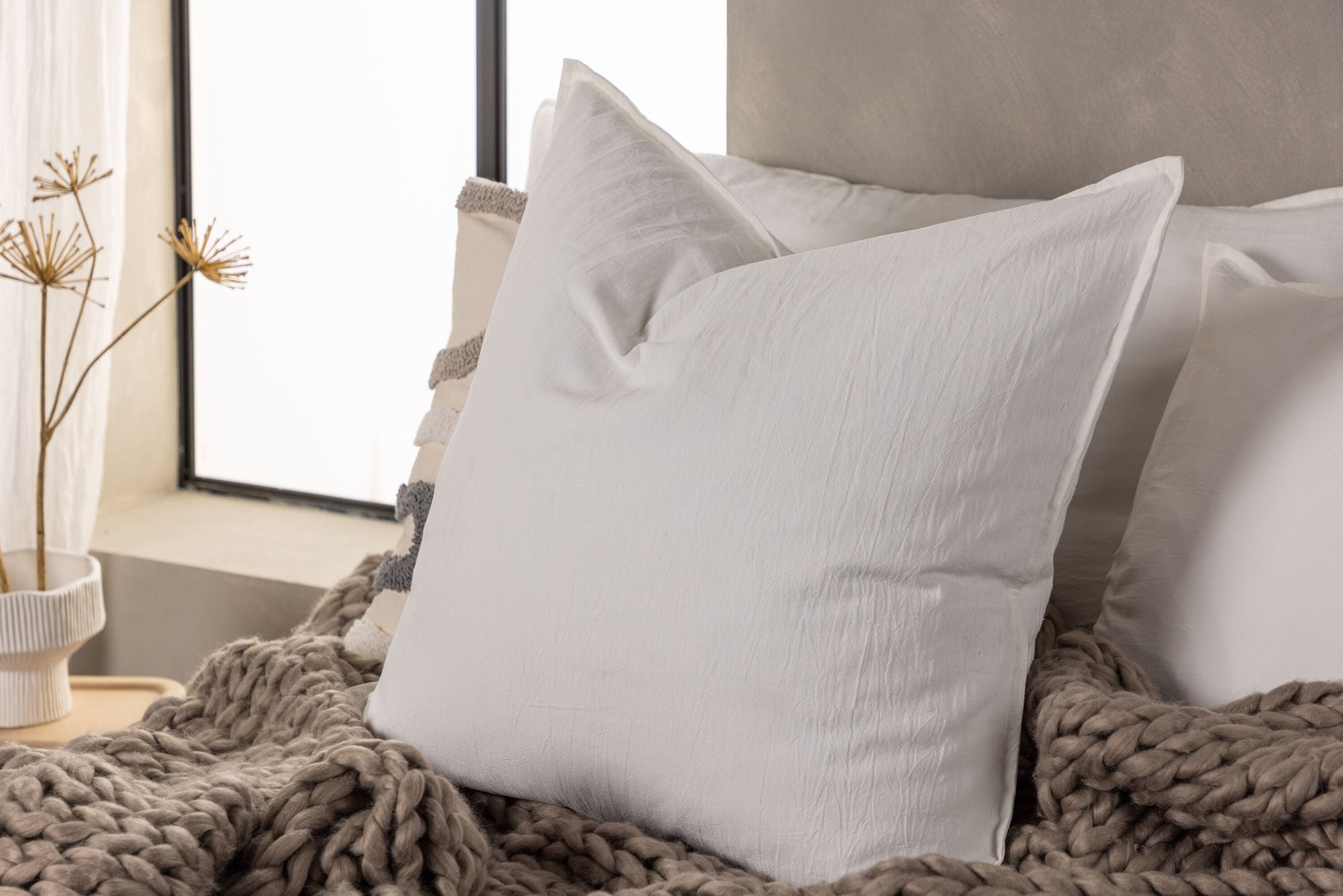 Venture Home Ronja Cushion Cover Washed Cotton - White 60x60