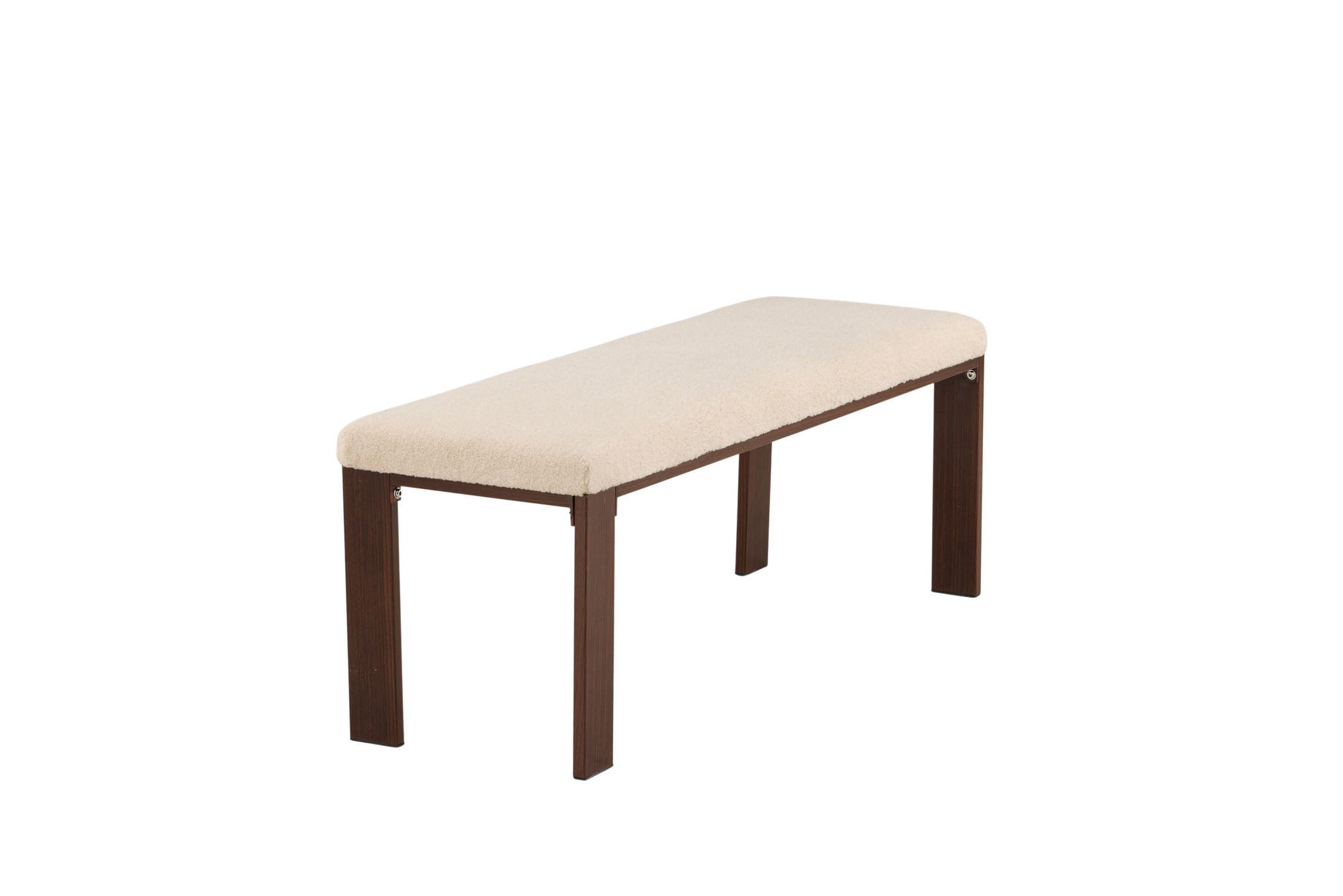 Venture Home Chester bænk - Dark walnut wood look / Offwhite Fleece
