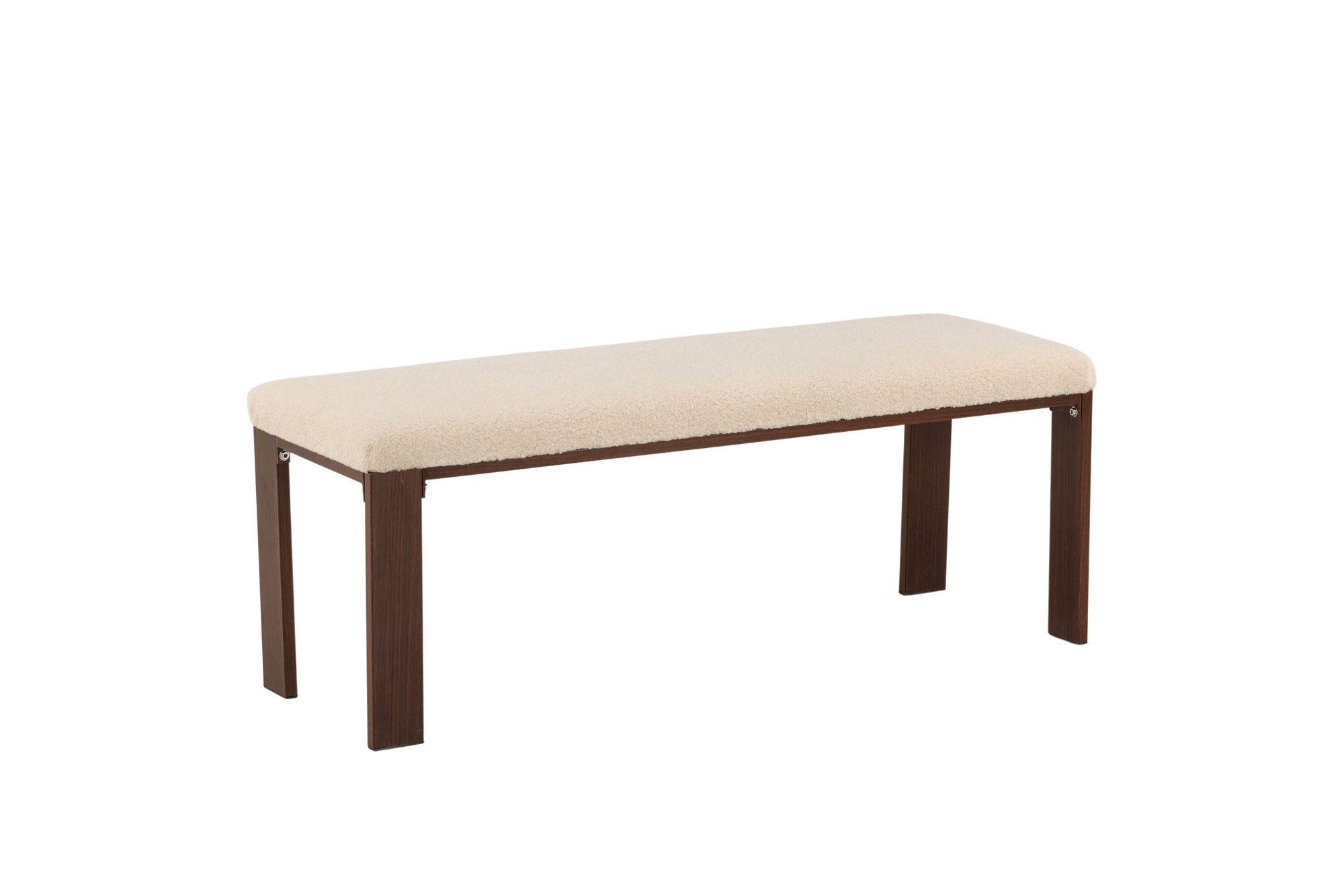 Venture Home Chester bænk - Dark walnut wood look / Offwhite Fleece