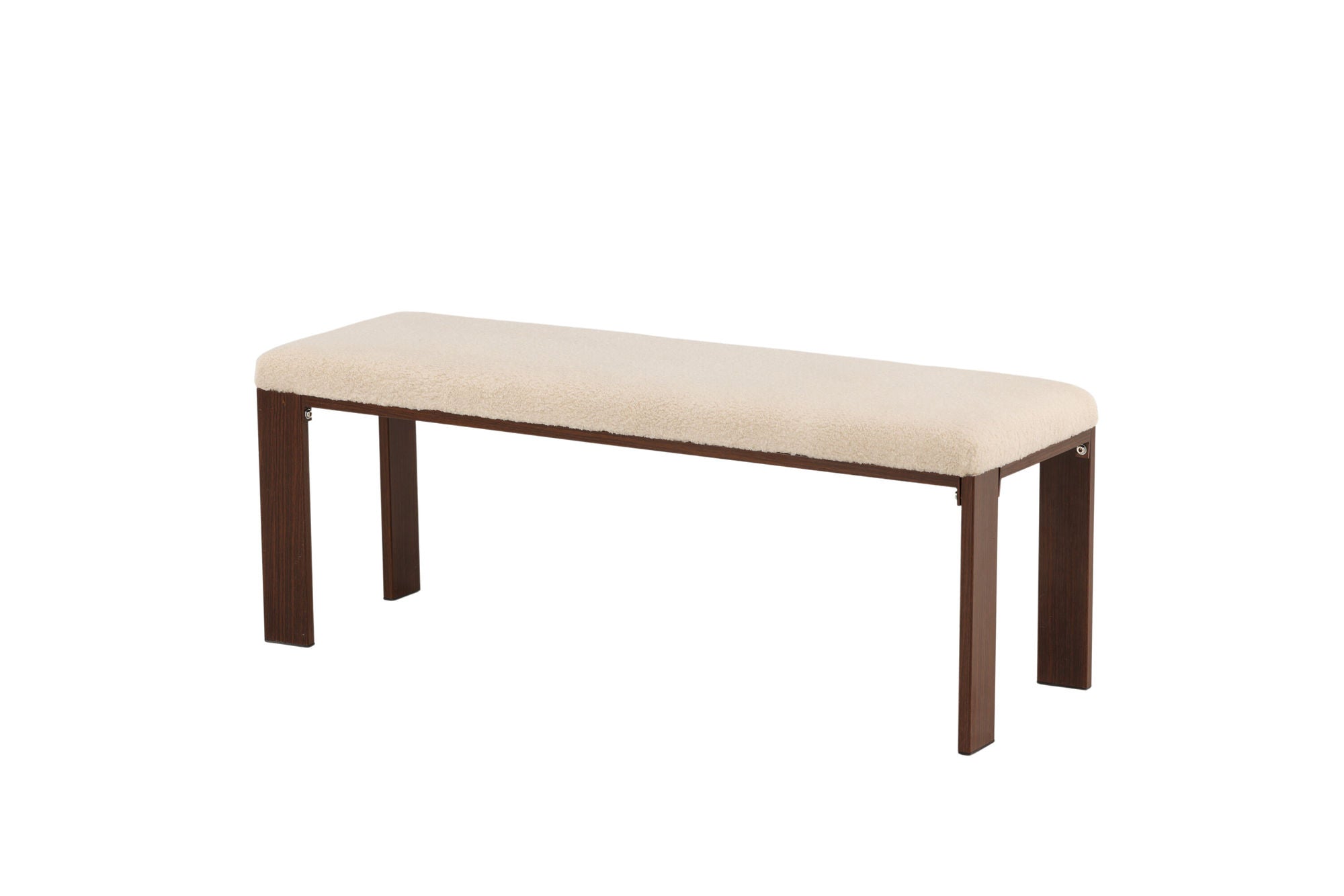 Venture Home Chester bænk - Dark walnut wood look / Offwhite Fleece