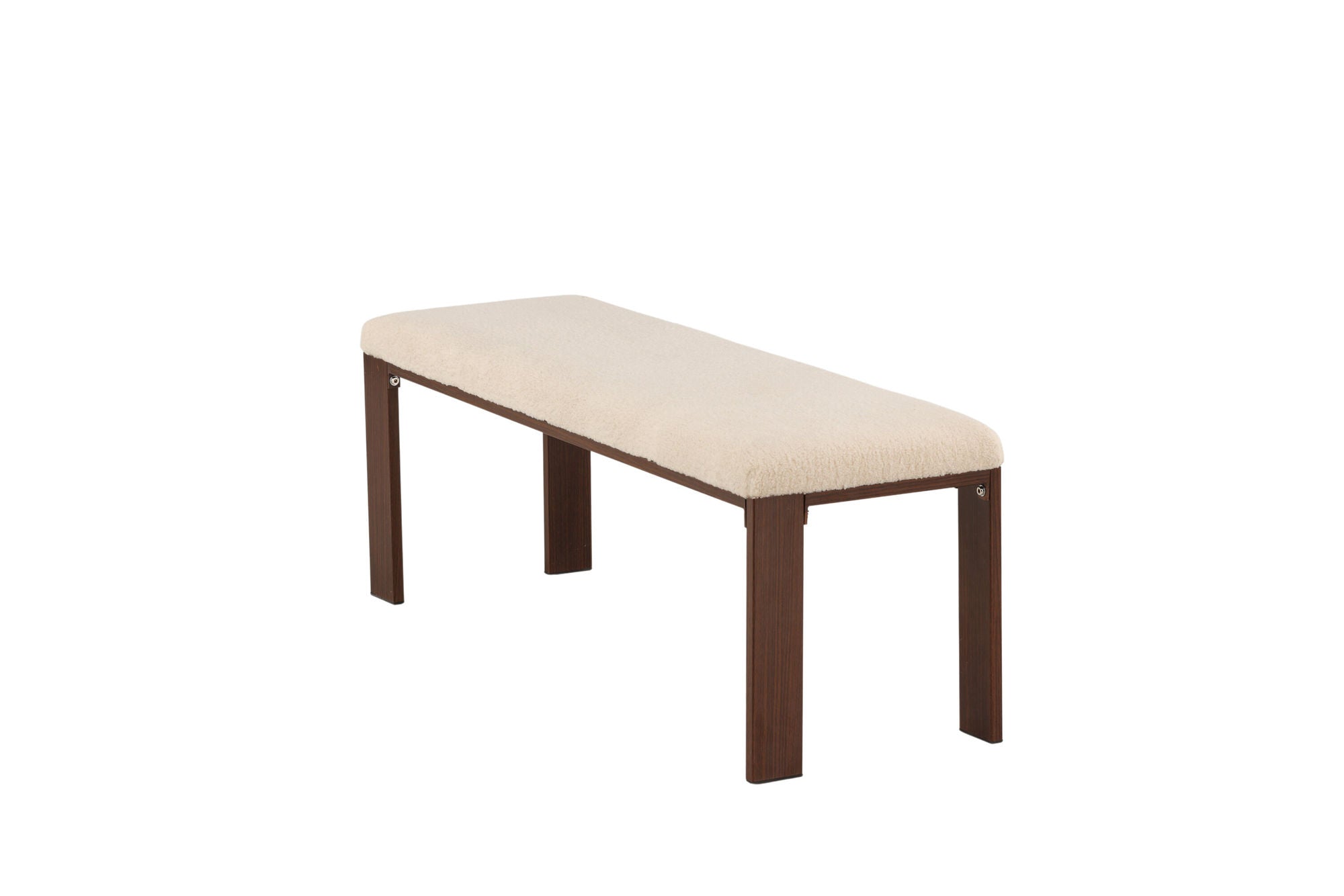 Venture Home Chester bænk - Dark walnut wood look / Offwhite Fleece