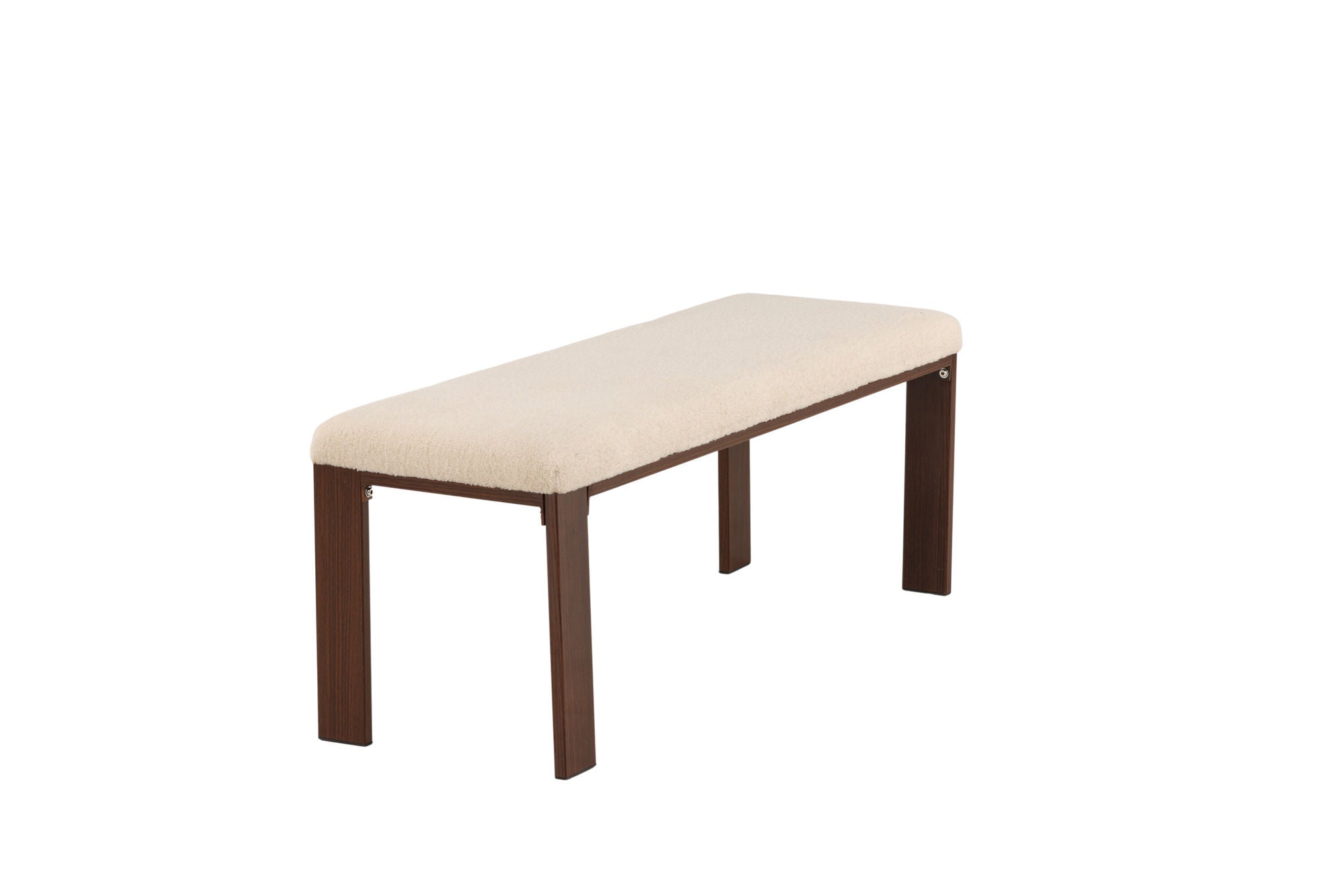 Venture Home Chester bænk - Dark walnut wood look / Offwhite Fleece