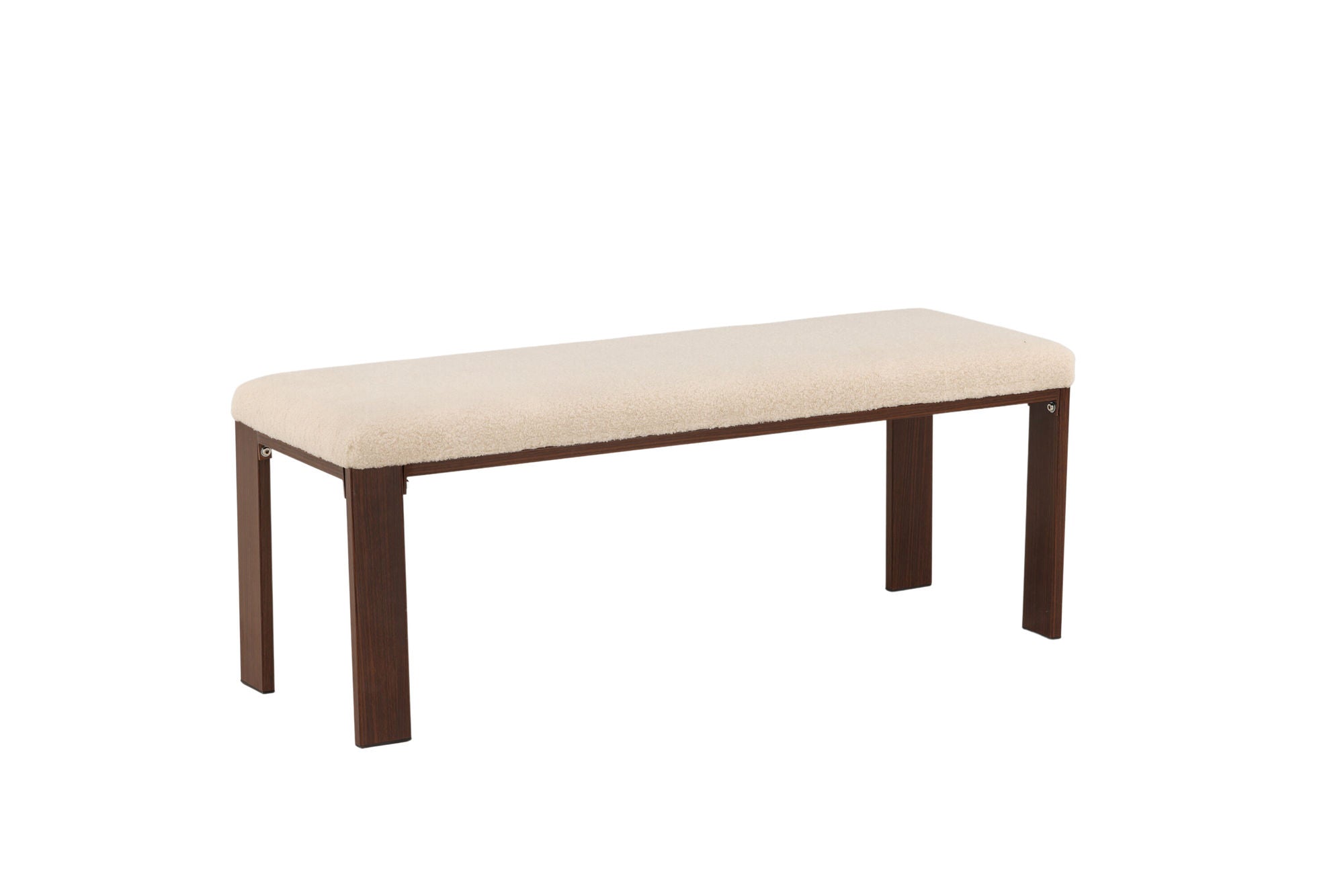 Venture Home Chester bænk - Dark walnut wood look / Offwhite Fleece
