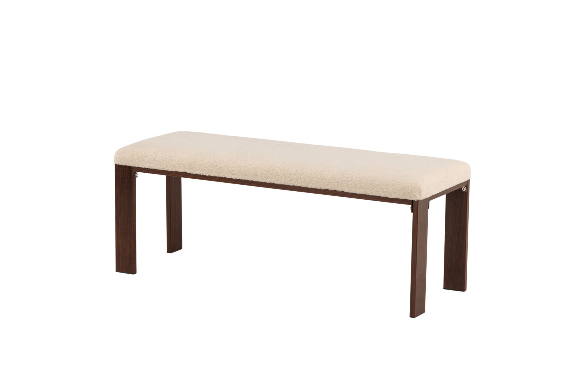Venture Home Chester bænk - Dark walnut wood look / Offwhite Fleece