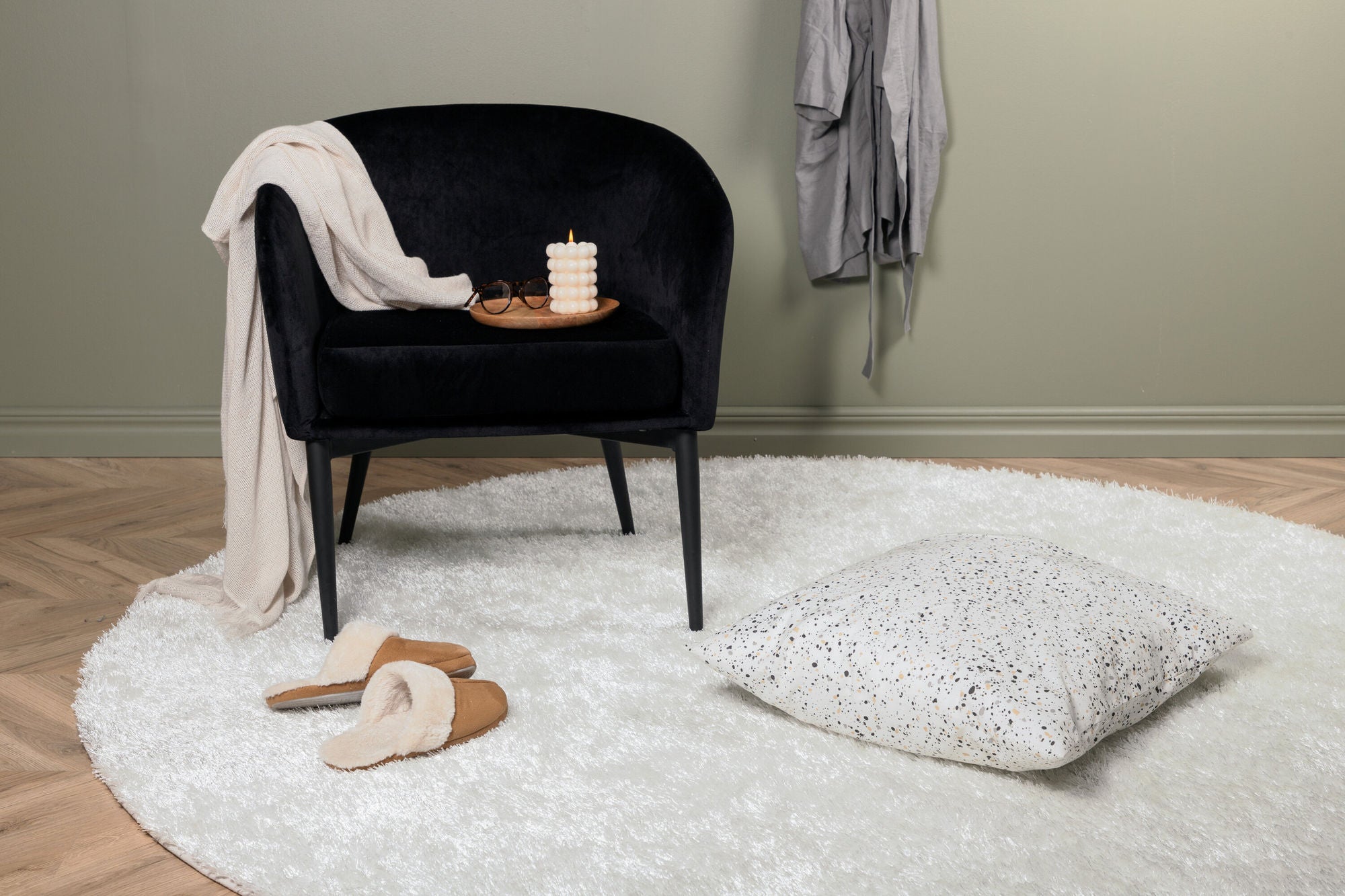 Venture Home Mattis Polyester Carpet - White - ø200