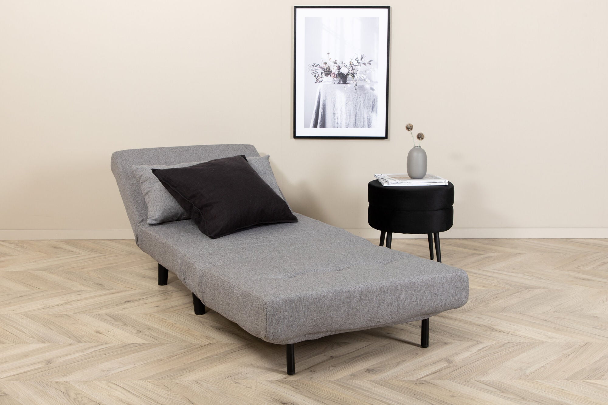 Venture Home Vicky Folding Bed Single - Black / Steel Grey Fabric