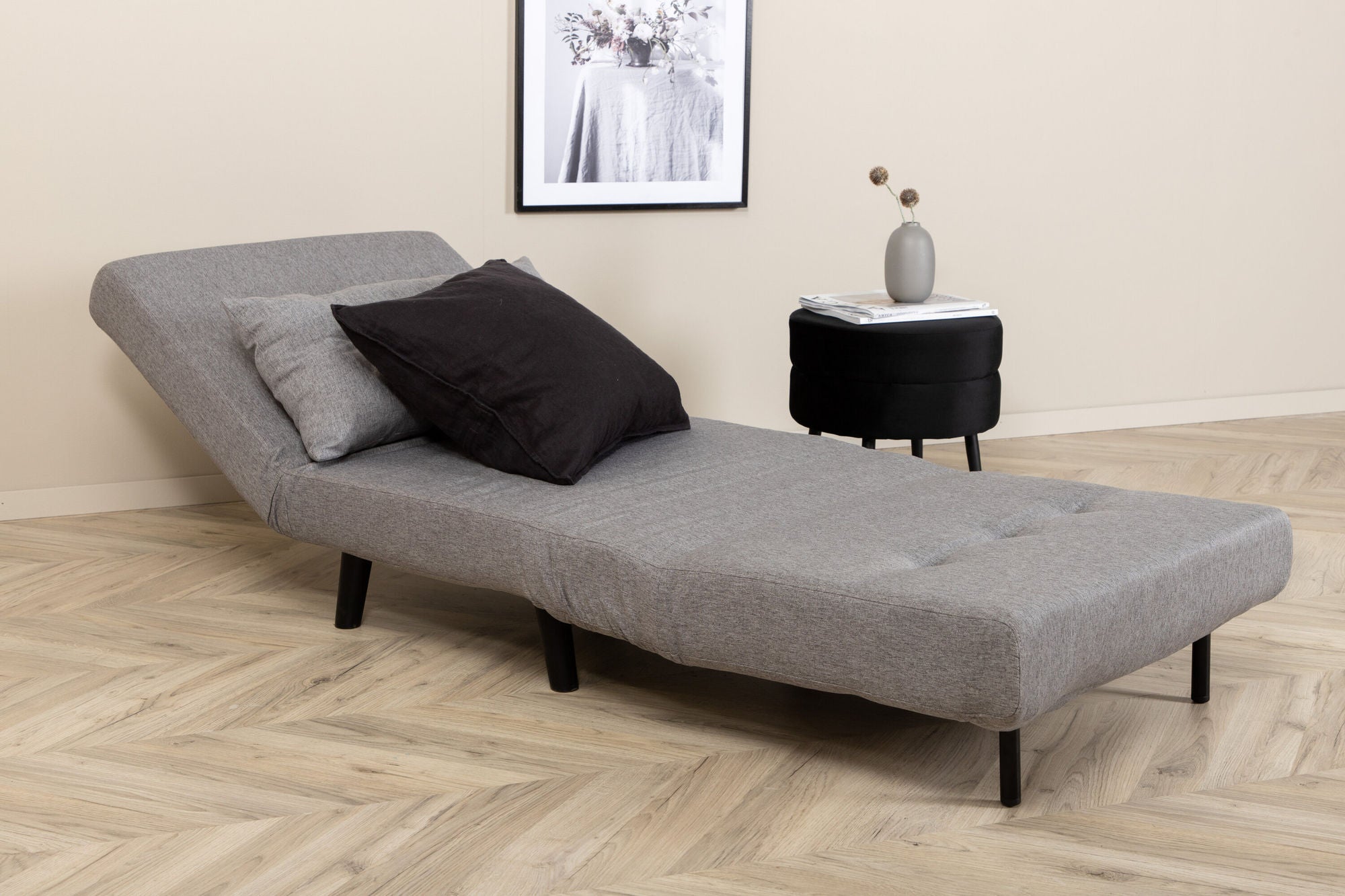 Venture Home Vicky Folding Bed Single - Black / Steel Grey Fabric