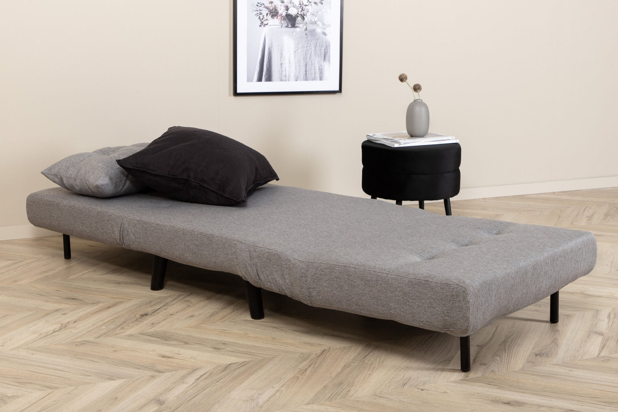 Venture Home Vicky Folding Bed Single - Black / Steel Grey Fabric