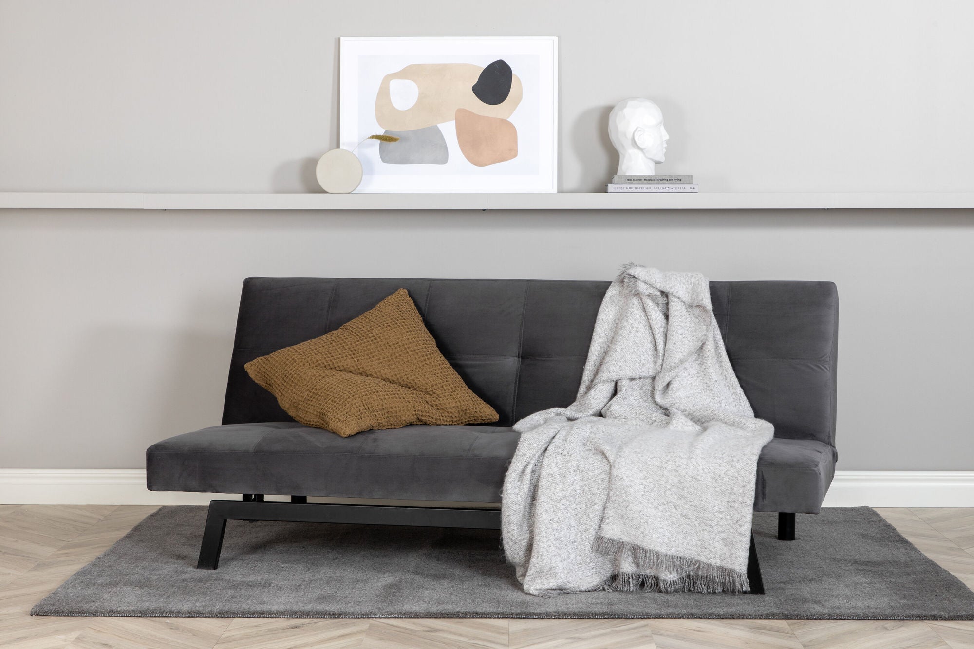 Venture Home Bodil Sofabed - Black / Dark Grey Velvet
