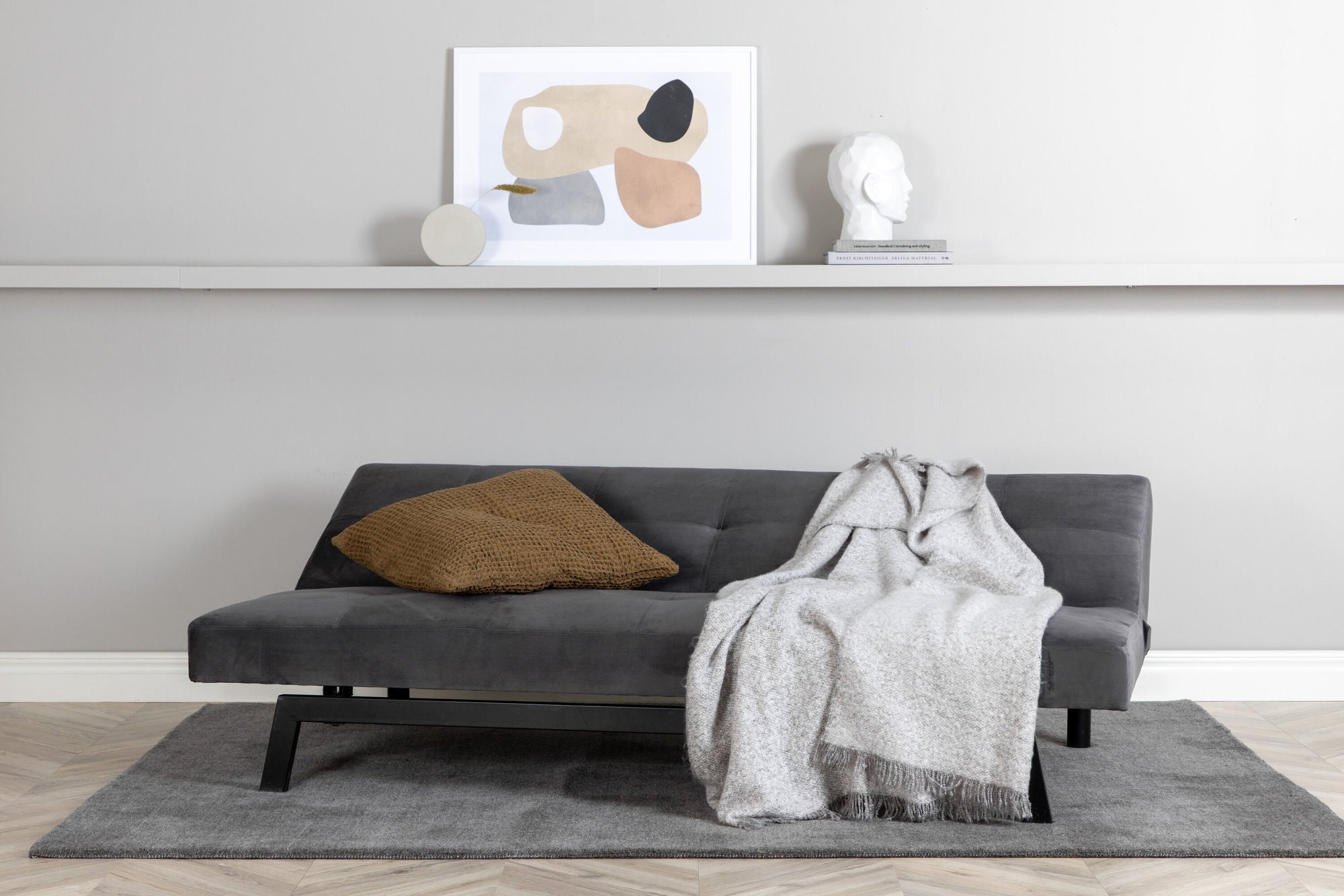 Venture Home Bodil Sofabed - Black / Dark Grey Velvet