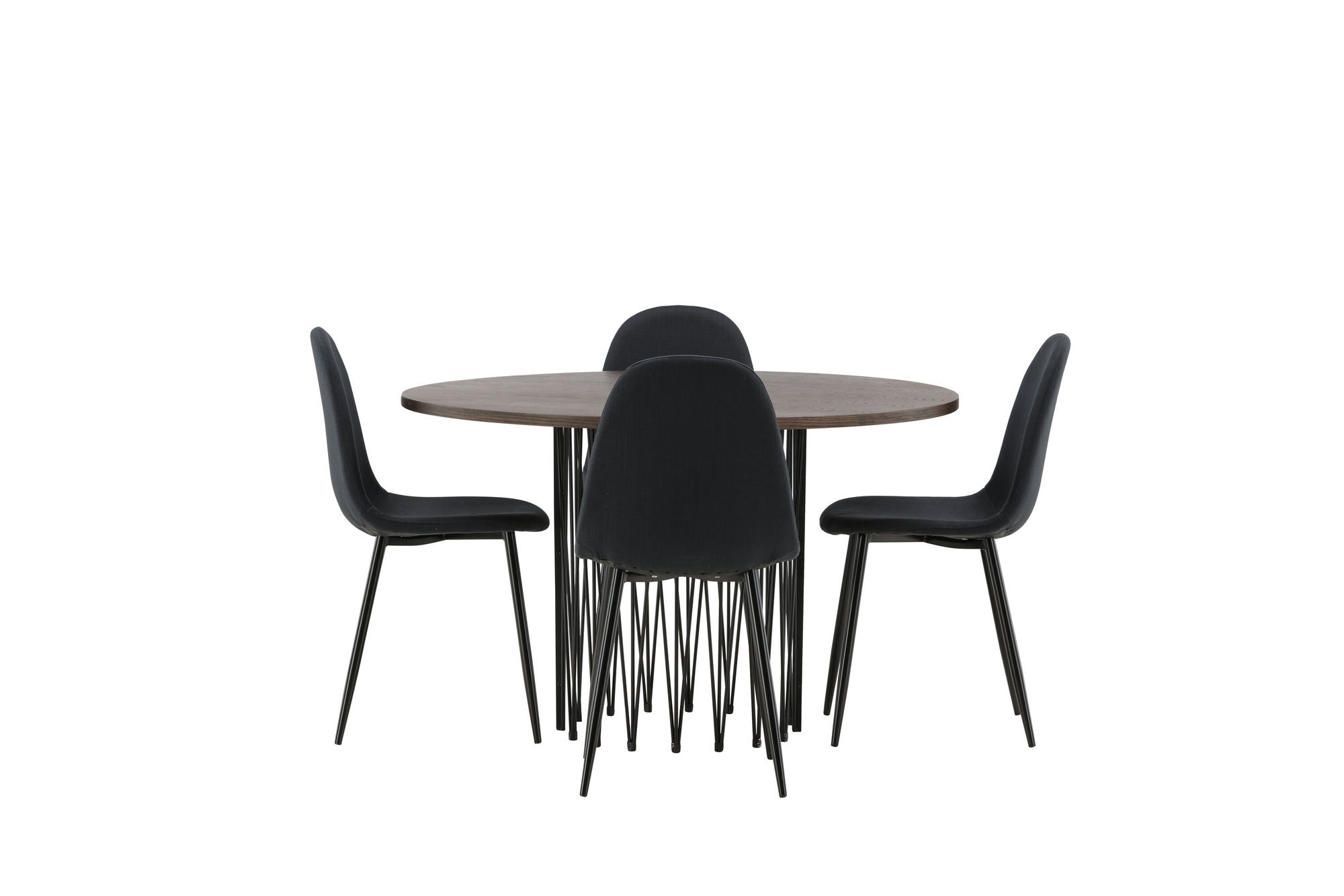 Venture Home Stone round spisebord - Black / Mocca Veneer +Polar Spisebordsstol - Black Legs - Black Fabric _4