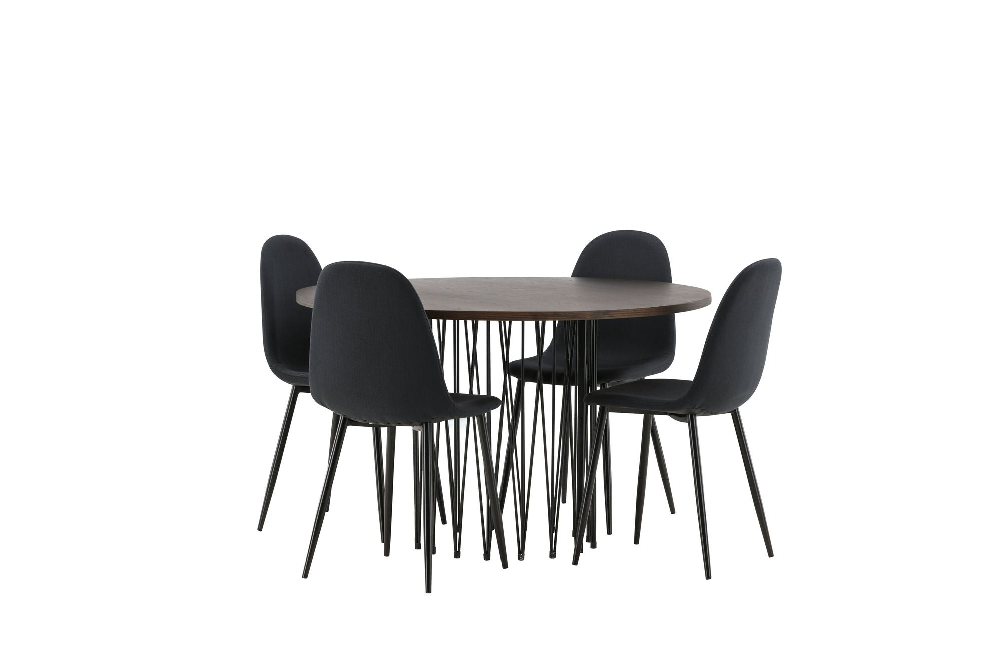 Venture Home Stone round spisebord - Black / Mocca Veneer +Polar Spisebordsstol - Black Legs - Black Fabric _4