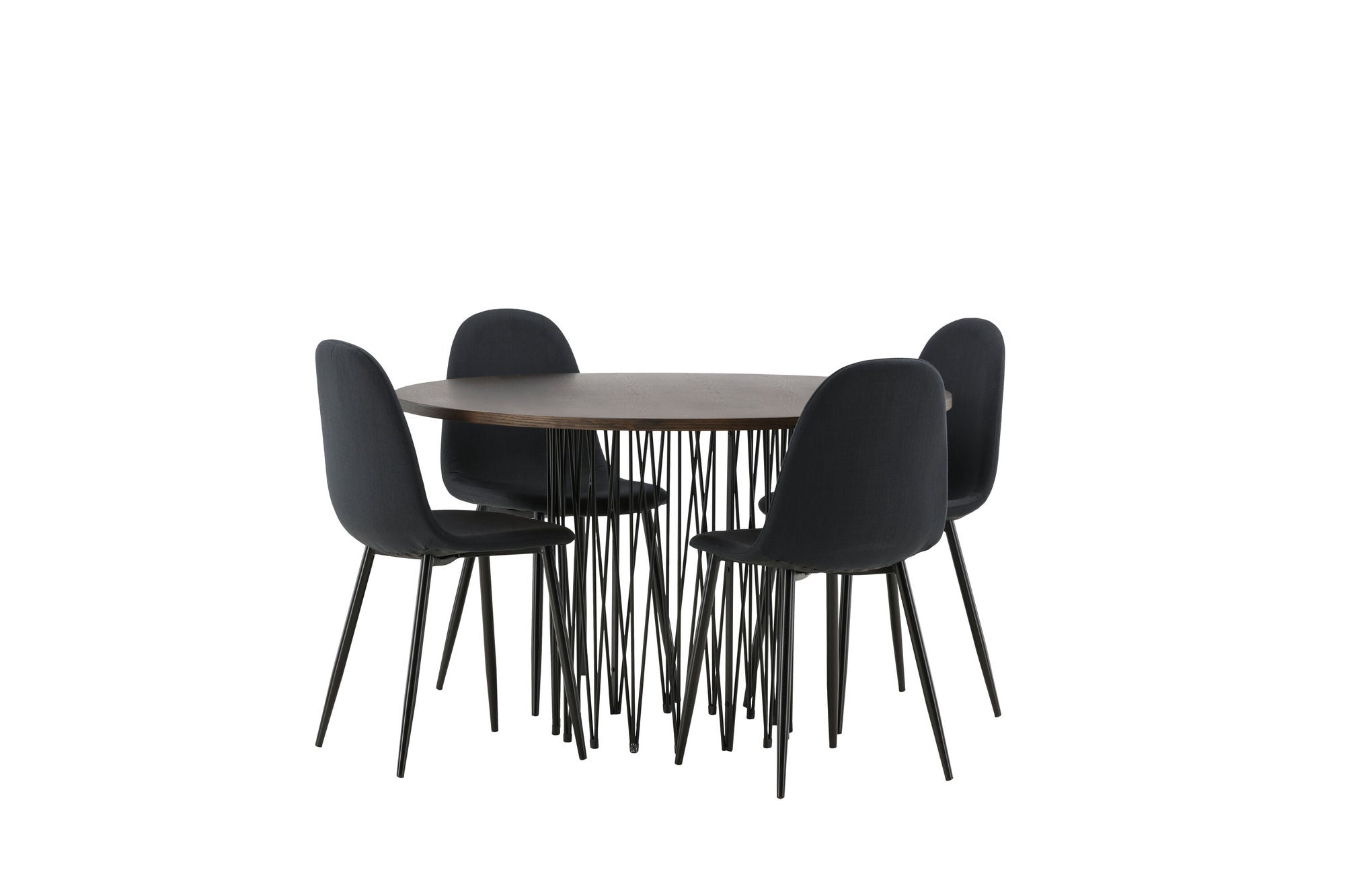 Venture Home Stone round spisebord - Black / Mocca Veneer +Polar Spisebordsstol - Black Legs - Black Fabric _4