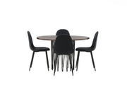 Venture Home Stone round spisebord - Black / Mocca Veneer +Polar Spisebordsstol - Black Legs - Black Fabric _4