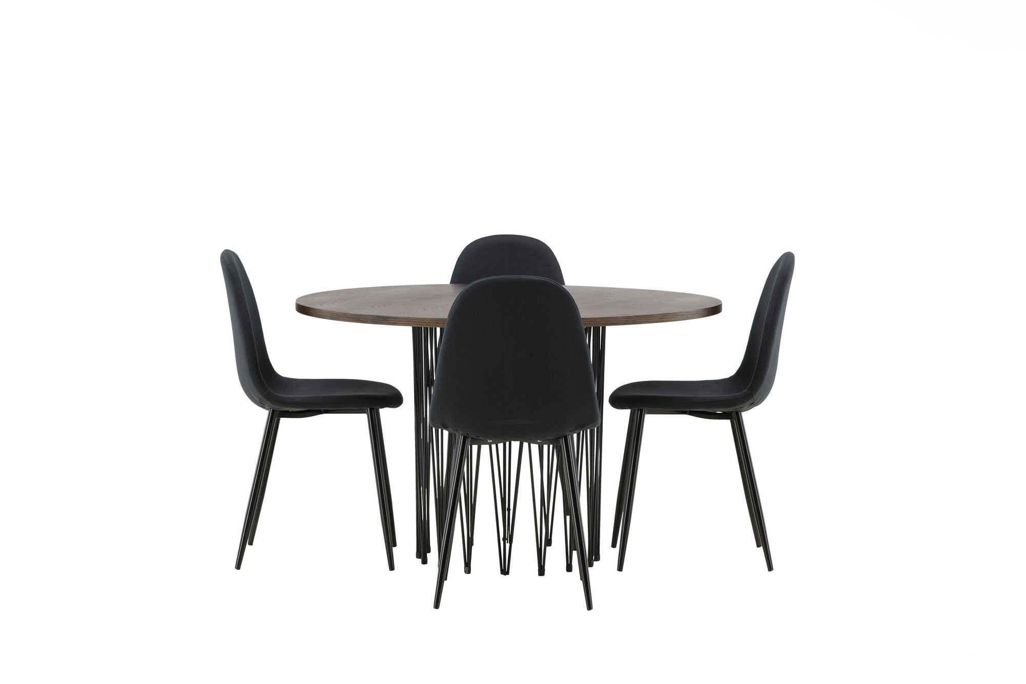 Venture Home Stone round spisebord - Black / Mocca Veneer +Polar Spisebordsstol - Black Legs - Black Fabric _4