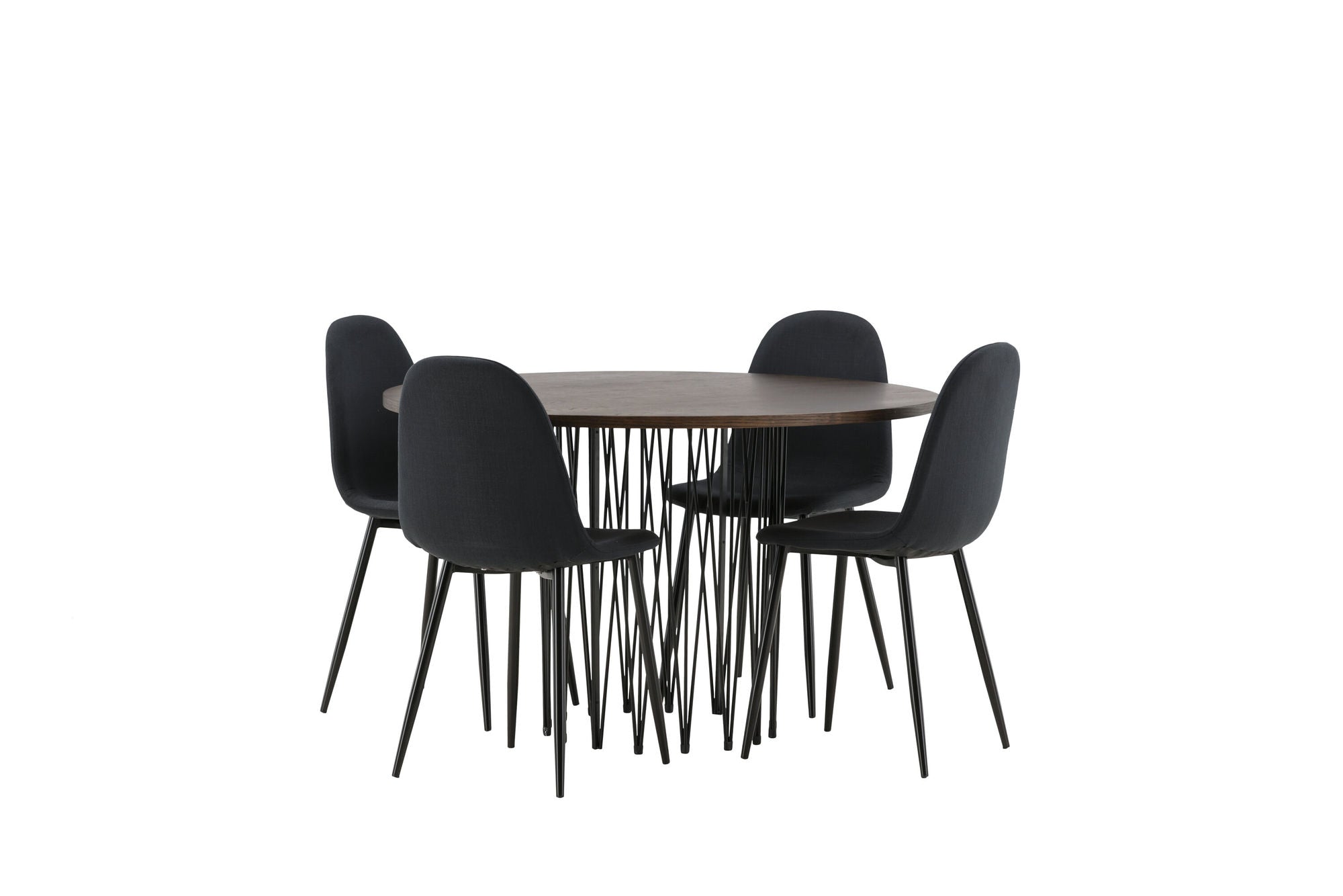 Venture Home Stone round spisebord - Black / Mocca Veneer +Polar Spisebordsstol - Black Legs - Black Fabric _4