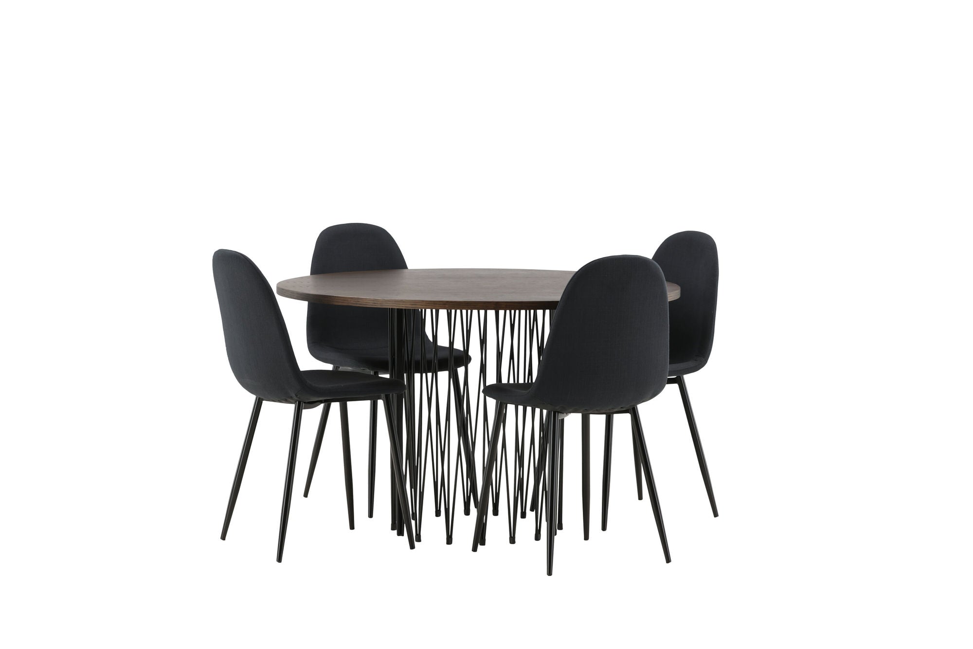 Venture Home Stone round spisebord - Black / Mocca Veneer +Polar Spisebordsstol - Black Legs - Black Fabric _4