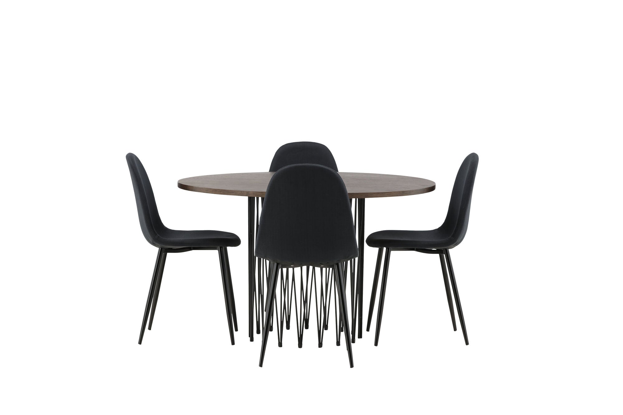 Venture Home Stone round spisebord - Black / Mocca Veneer +Polar Spisebordsstol - Black Legs - Black Fabric _4