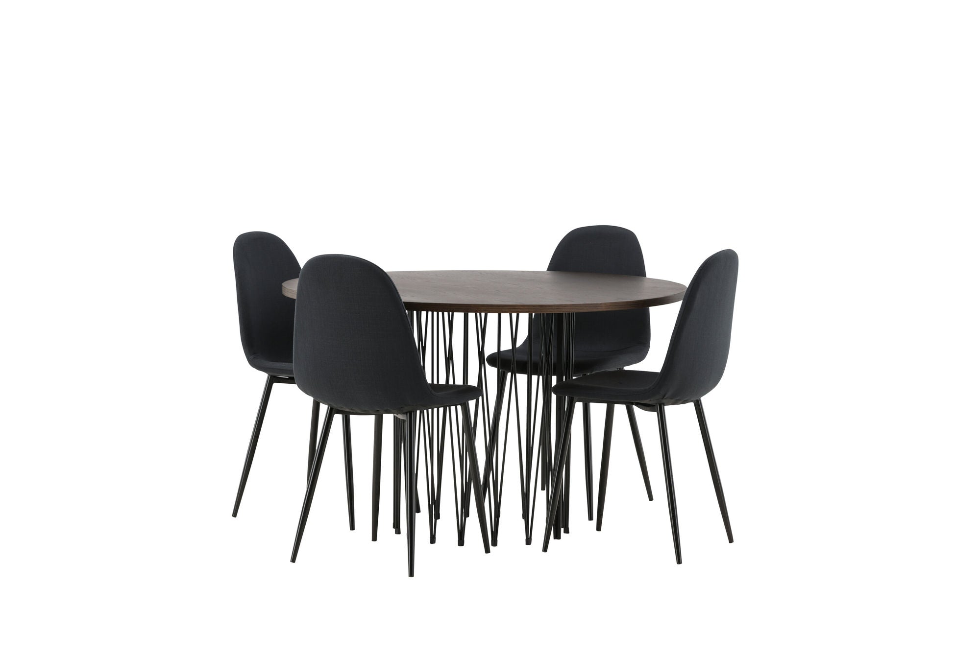 Venture Home Stone round spisebord - Black / Mocca Veneer +Polar Spisebordsstol - Black Legs - Black Fabric _4