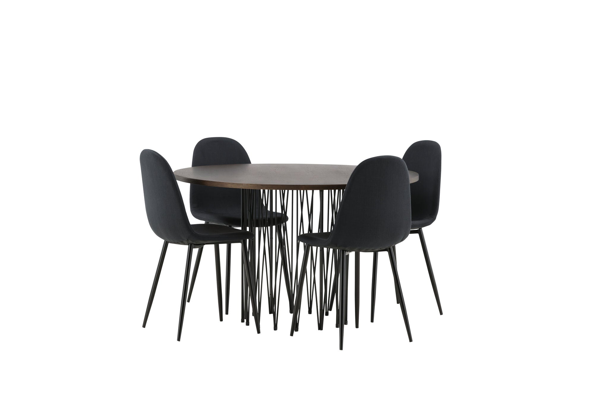 Venture Home Stone round spisebord - Black / Mocca Veneer +Polar Spisebordsstol - Black Legs - Black Fabric _4