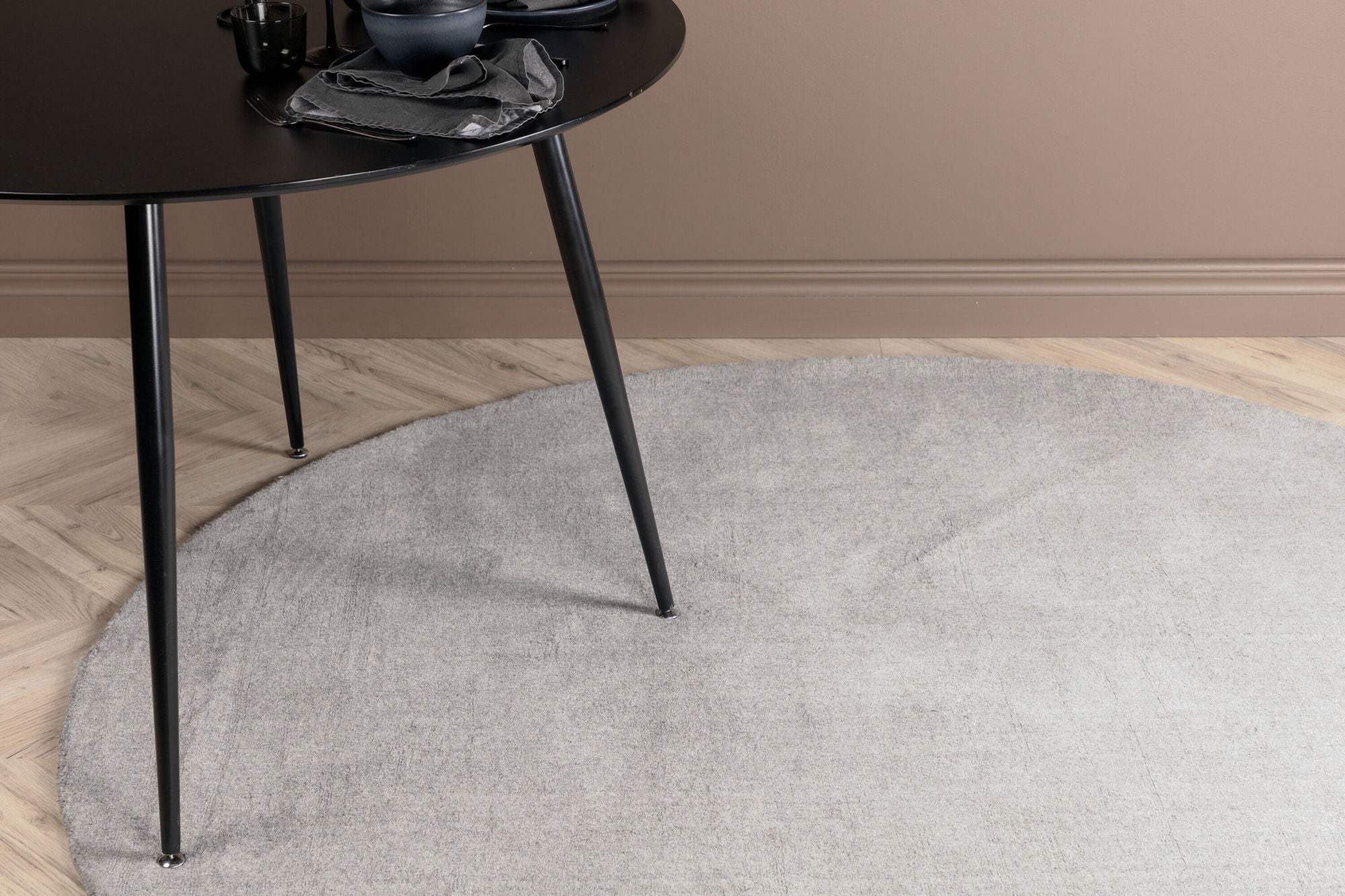 Venture Home Ulla - Wool / Polyester Carpet - Light Grey - ø200