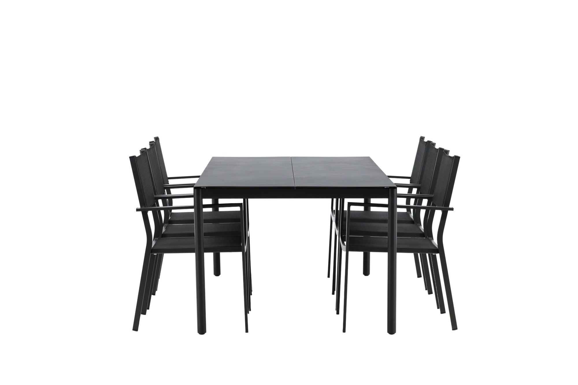 Venture Home Modena - spisebord- Black - Aluminium - 200*100cm _1+ Copacabana Stacking stol - Black/Black _6