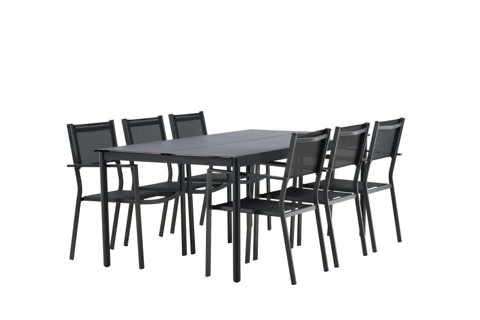 Venture Home Modena - spisebord- Black - Aluminium - 200*100cm _1+ Copacabana Stacking stol - Black/Black _6