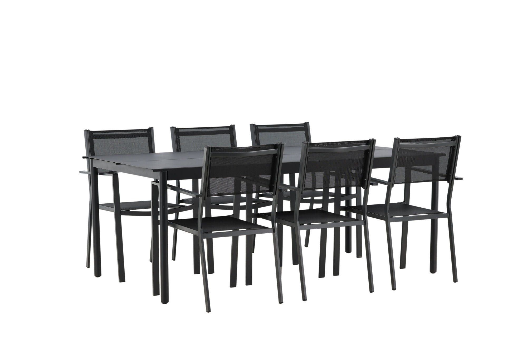 Venture Home Modena - spisebord- Black - Aluminium - 200*100cm _1+ Copacabana Stacking stol - Black/Black _6