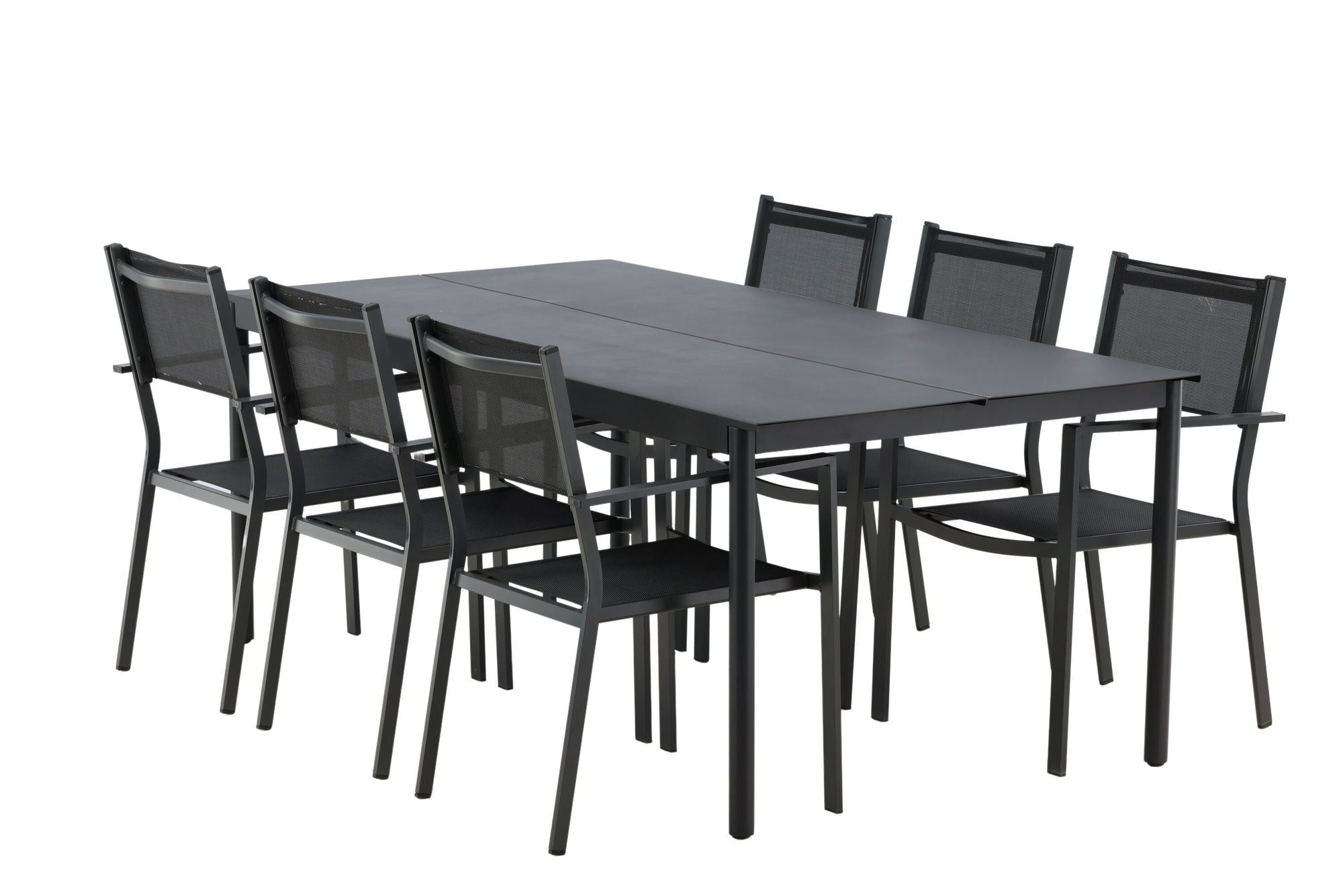Venture Home Modena - spisebord- Black - Aluminium - 200*100cm _1+ Copacabana Stacking stol - Black/Black _6