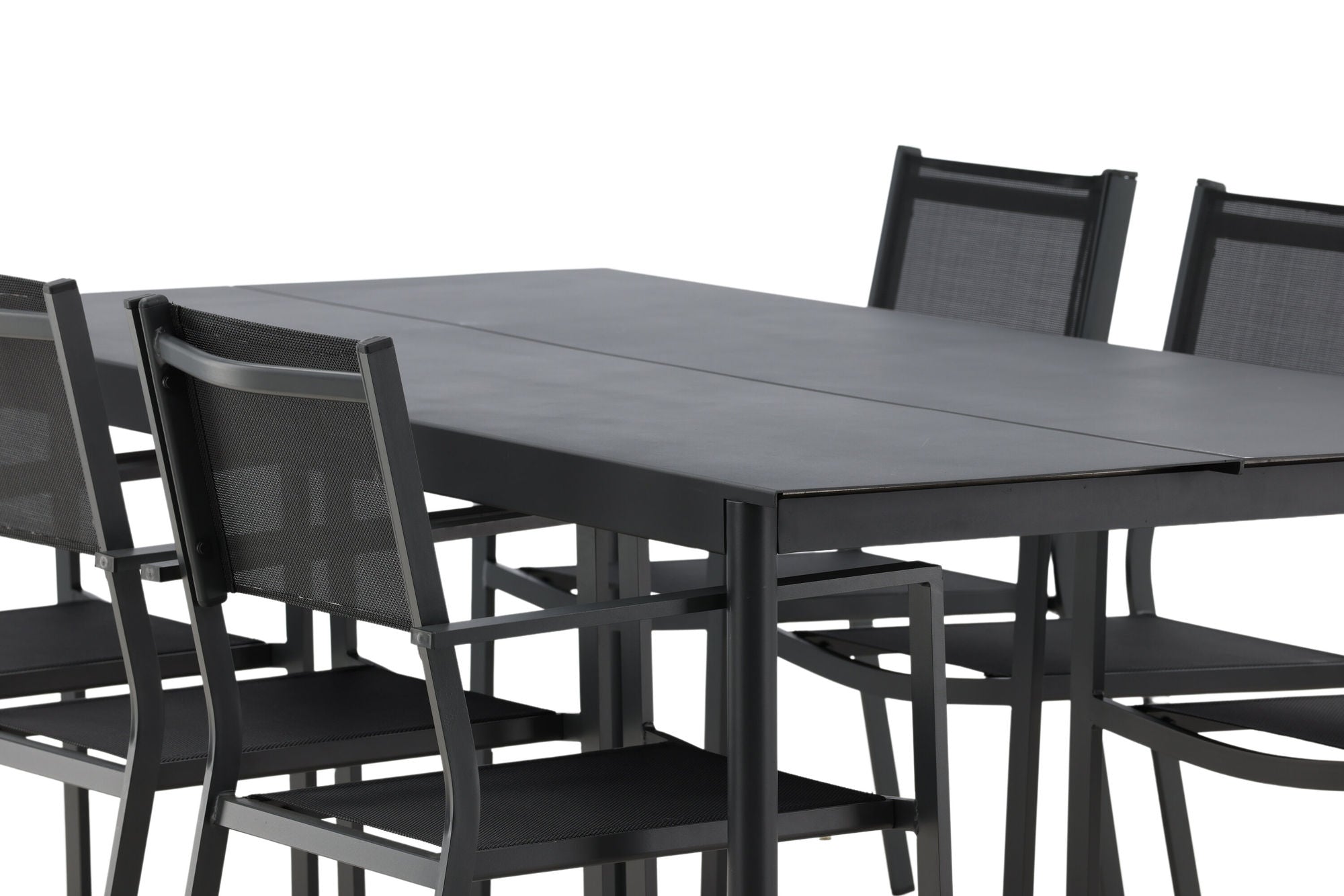 Venture Home Modena - spisebord- Black - Aluminium - 200*100cm _1+ Copacabana Stacking stol - Black/Black _6
