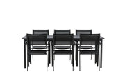 Venture Home Modena - spisebord- Black - Aluminium - 200*100cm _1+ Copacabana Stacking stol - Black/Black _6