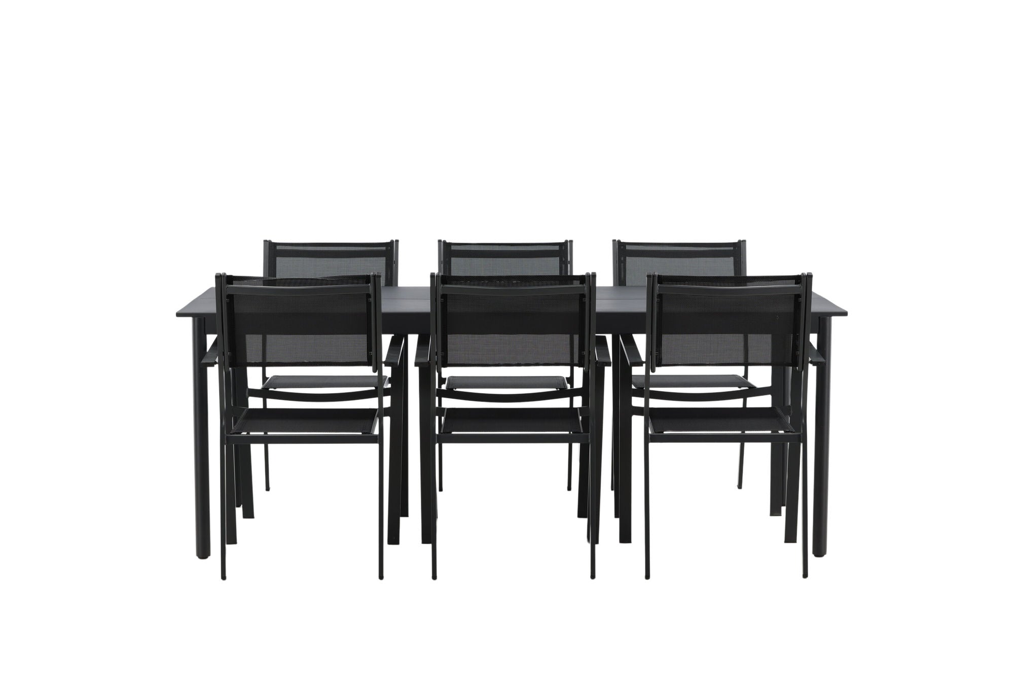 Venture Home Modena - spisebord- Black - Aluminium - 200*100cm _1+ Copacabana Stacking stol - Black/Black _6