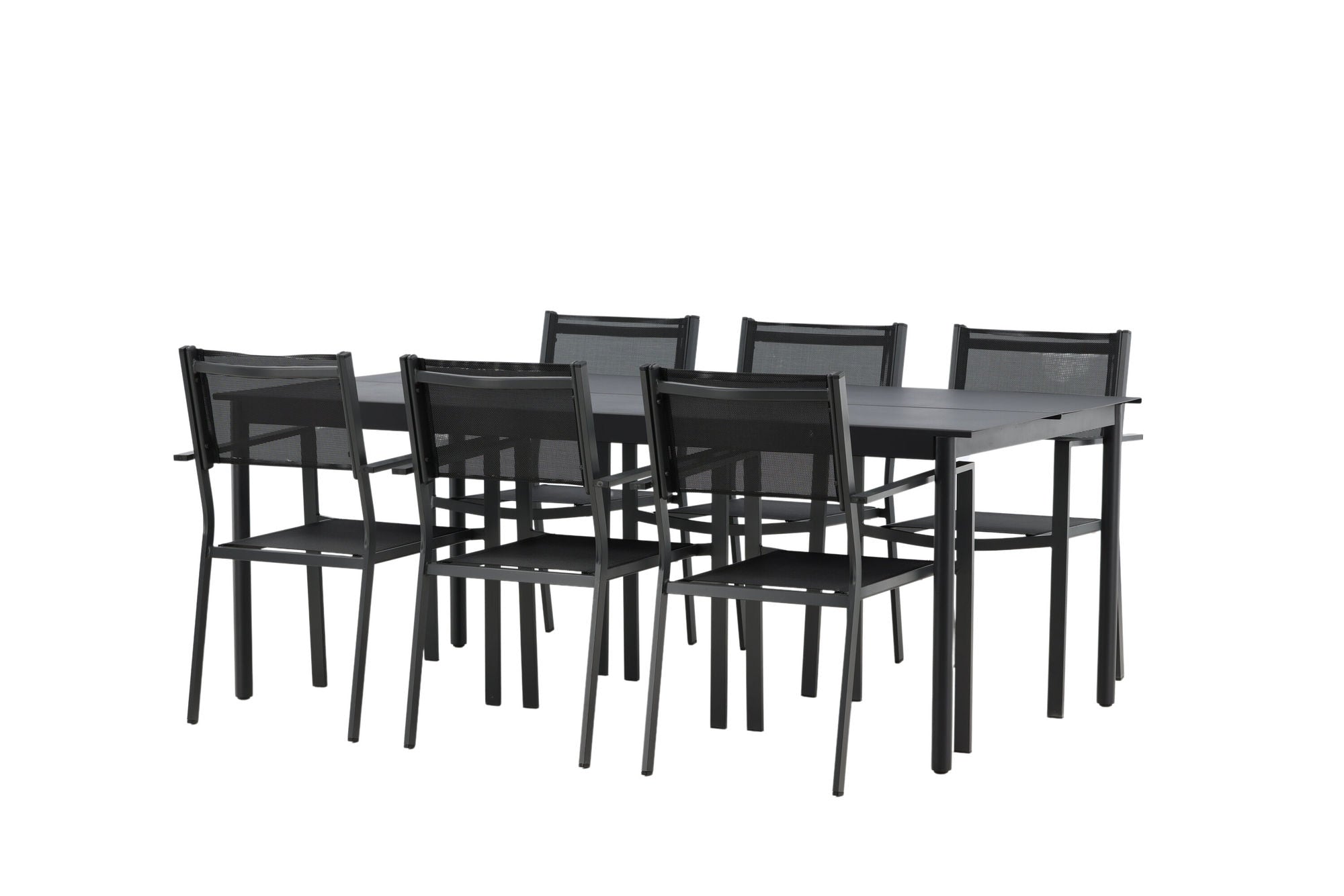 Venture Home Modena - spisebord- Black - Aluminium - 200*100cm _1+ Copacabana Stacking stol - Black/Black _6