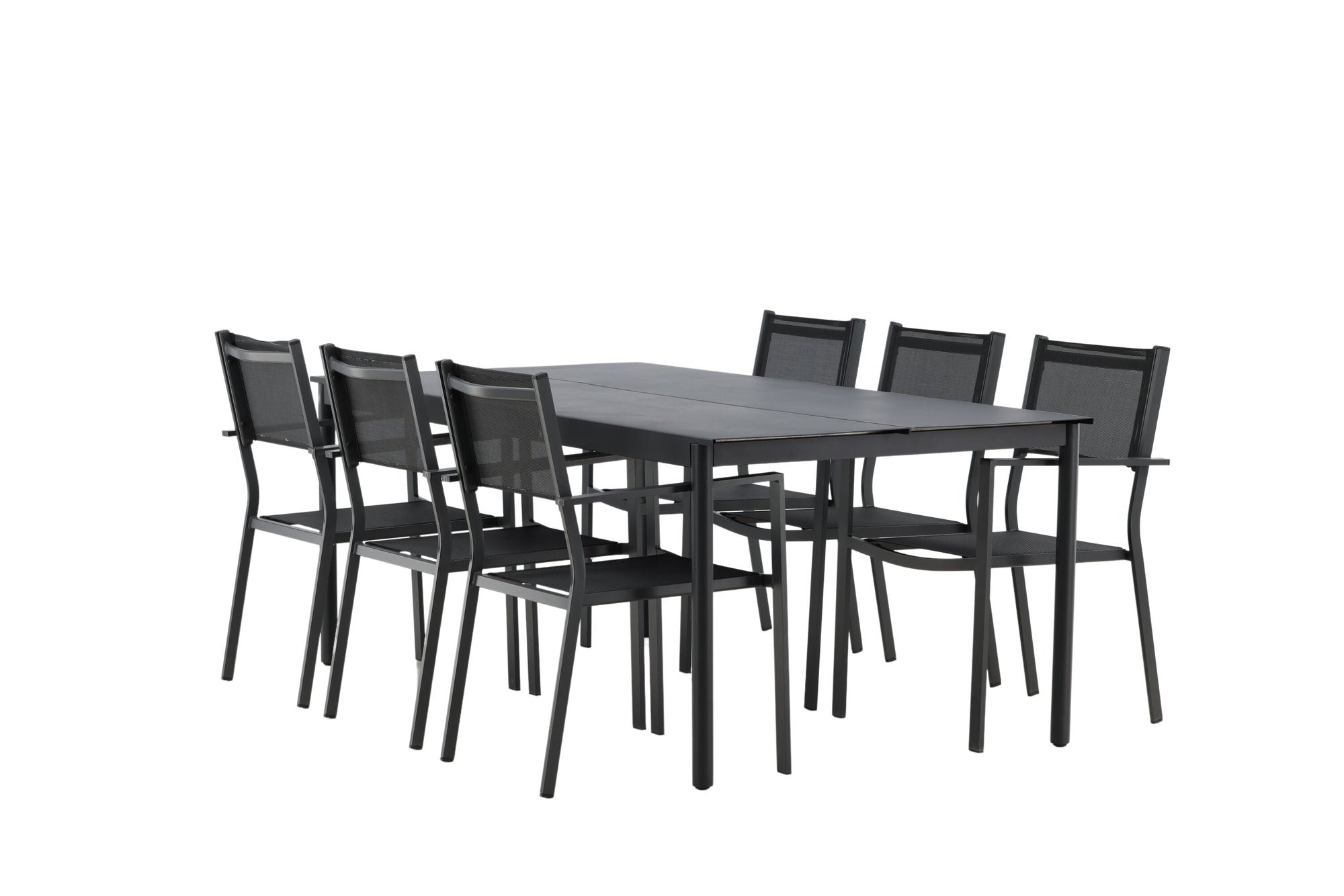 Venture Home Modena - spisebord- Black - Aluminium - 200*100cm _1+ Copacabana Stacking stol - Black/Black _6