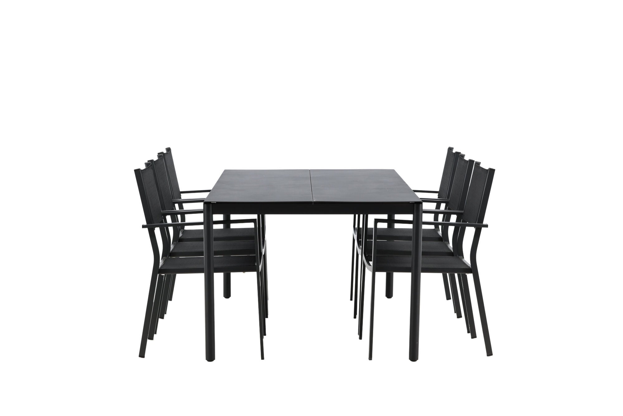 Venture Home Modena - spisebord- Black - Aluminium - 200*100cm _1+ Copacabana Stacking stol - Black/Black _6