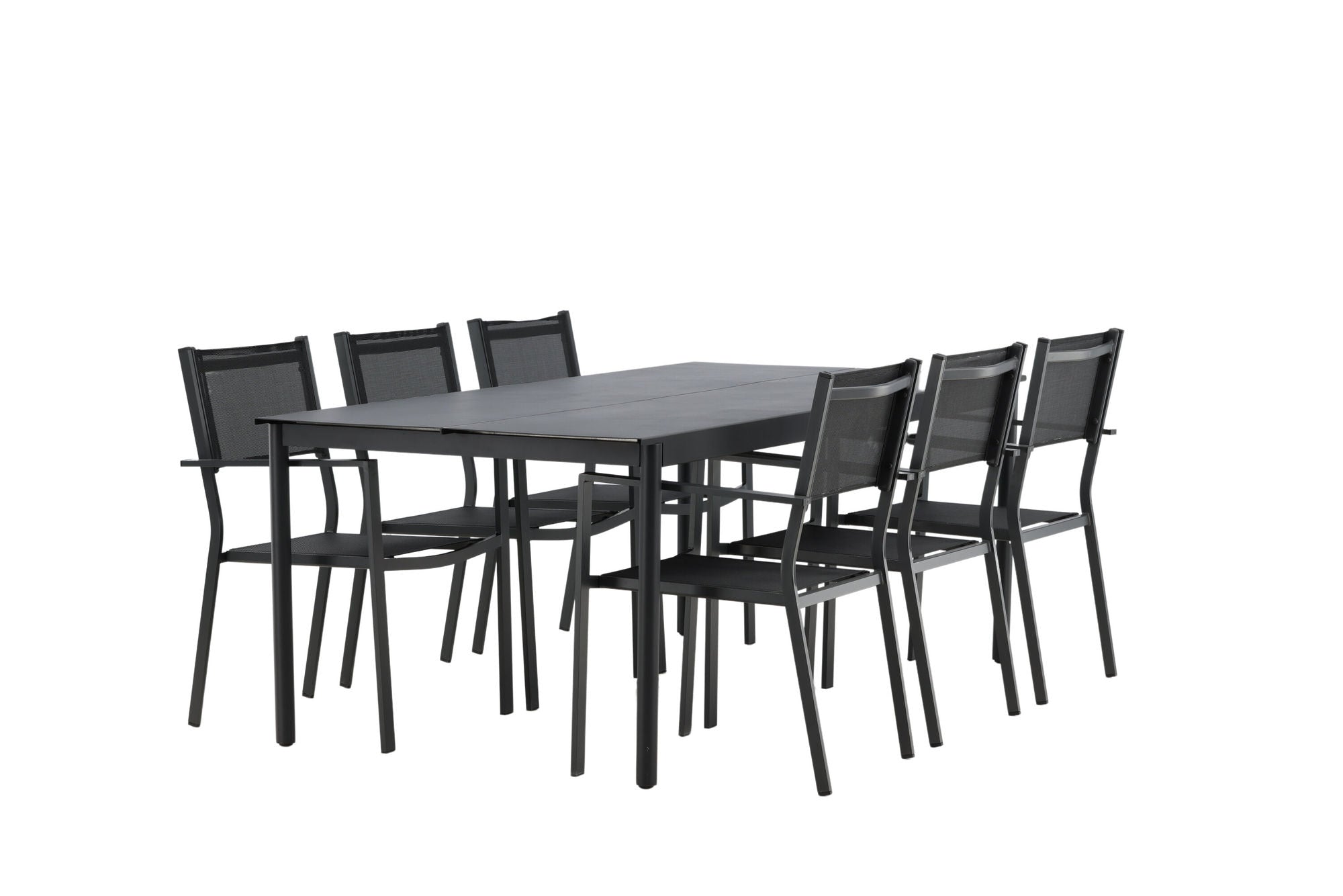 Venture Home Modena - spisebord- Black - Aluminium - 200*100cm _1+ Copacabana Stacking stol - Black/Black _6