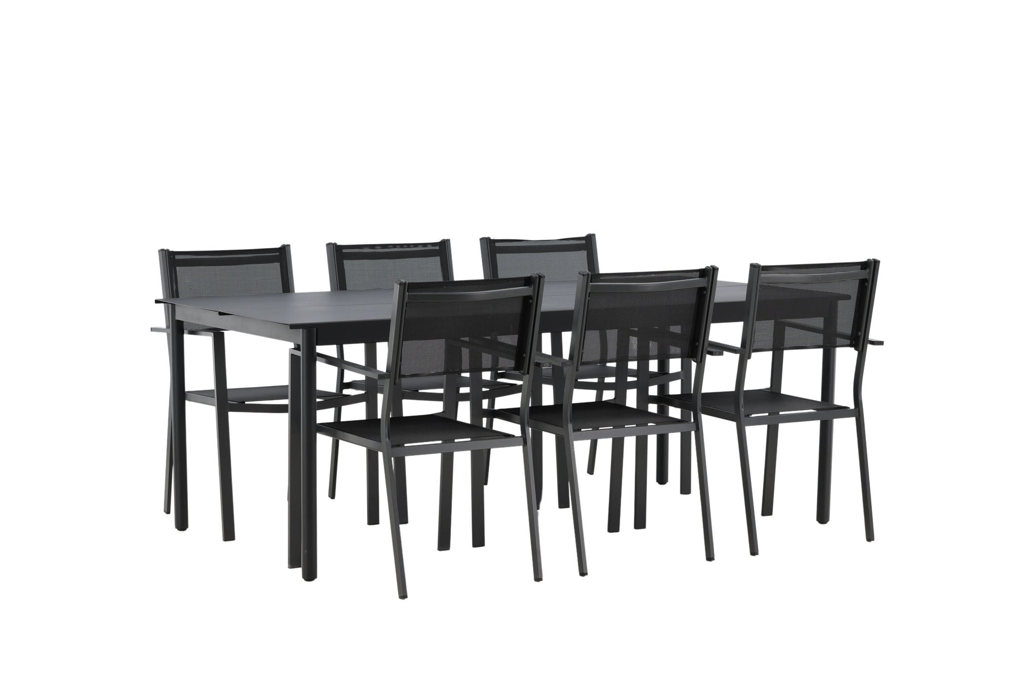 Venture Home Modena - spisebord- Black - Aluminium - 200*100cm _1+ Copacabana Stacking stol - Black/Black _6