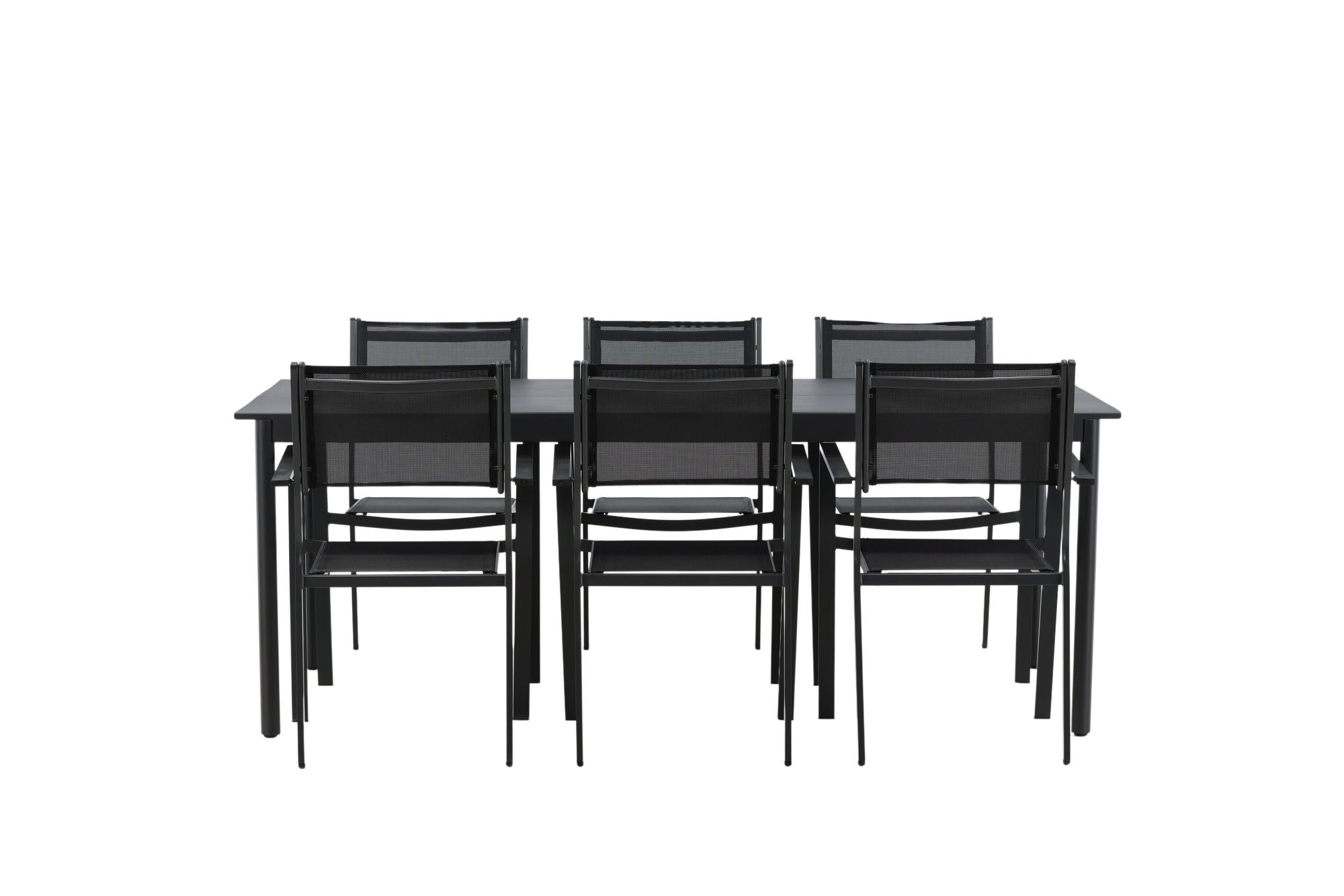 Venture Home Modena - spisebord- Black - Aluminium - 200*100cm _1+ Copacabana Stacking stol - Black/Black _6