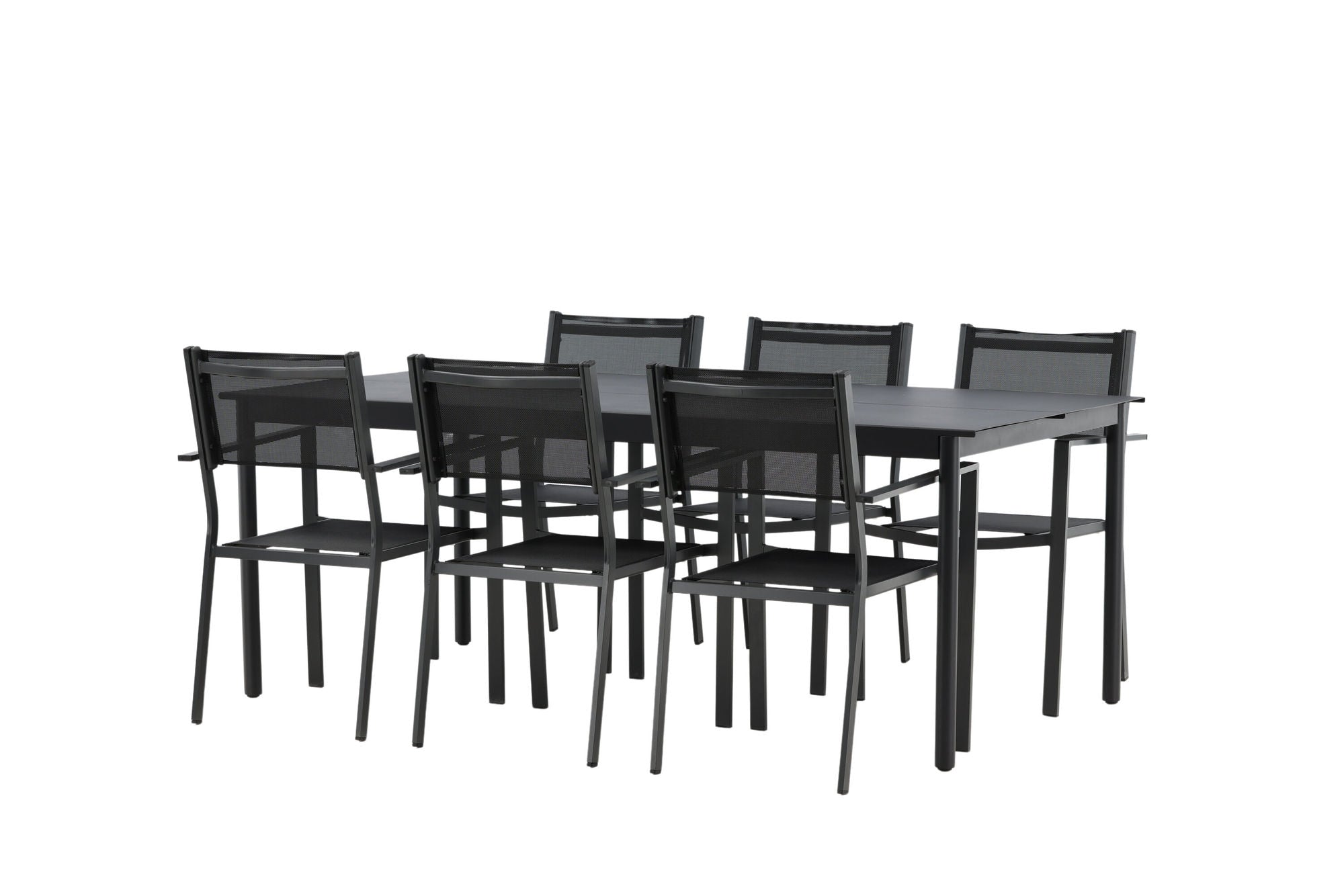 Venture Home Modena - spisebord- Black - Aluminium - 200*100cm _1+ Copacabana Stacking stol - Black/Black _6
