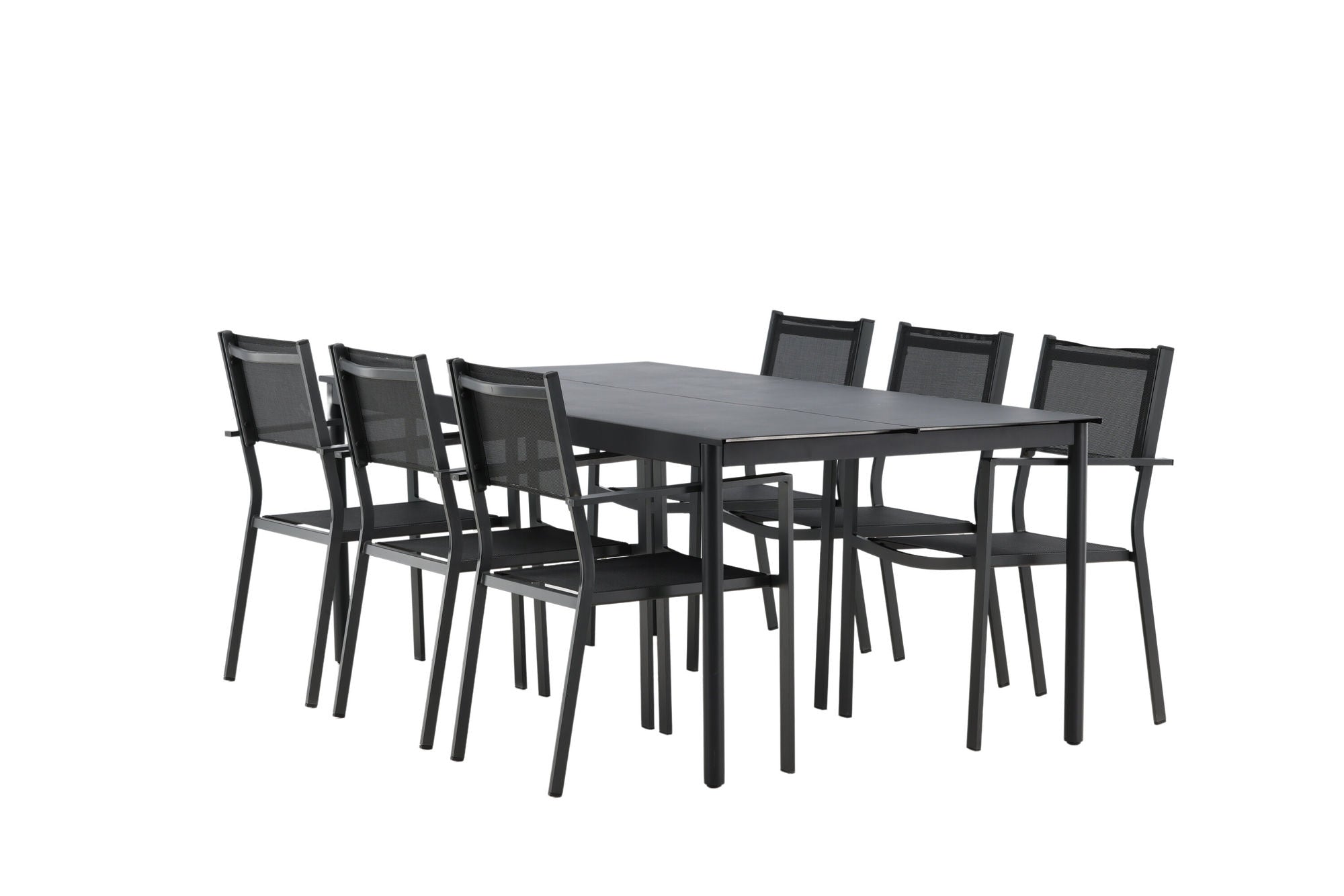 Venture Home Modena - spisebord- Black - Aluminium - 200*100cm _1+ Copacabana Stacking stol - Black/Black _6