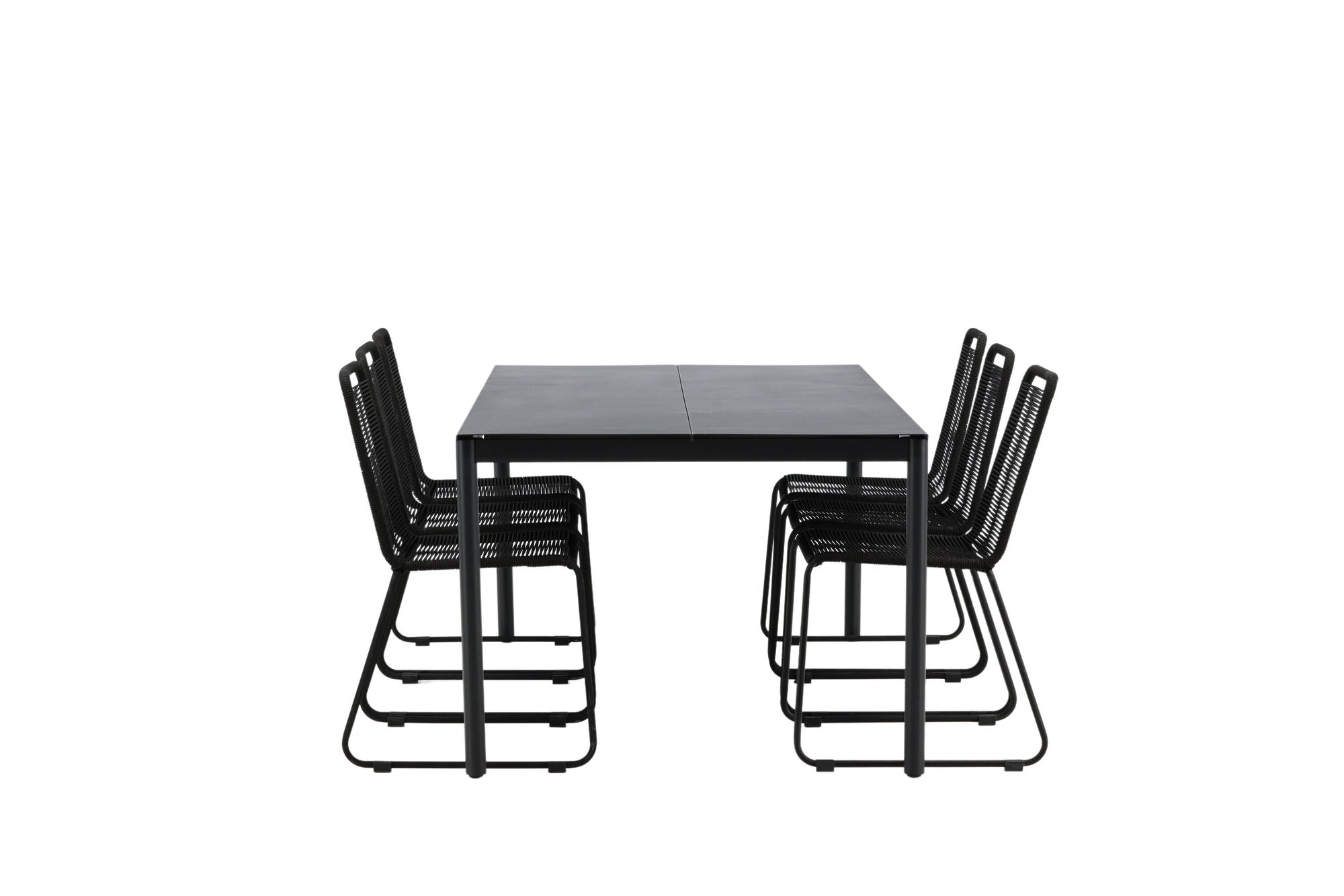 Venture Home Modena - spisebord- Black - Aluminium - 200*100cm +Lindos Stacking stol - Black Alu / Black Rope _6