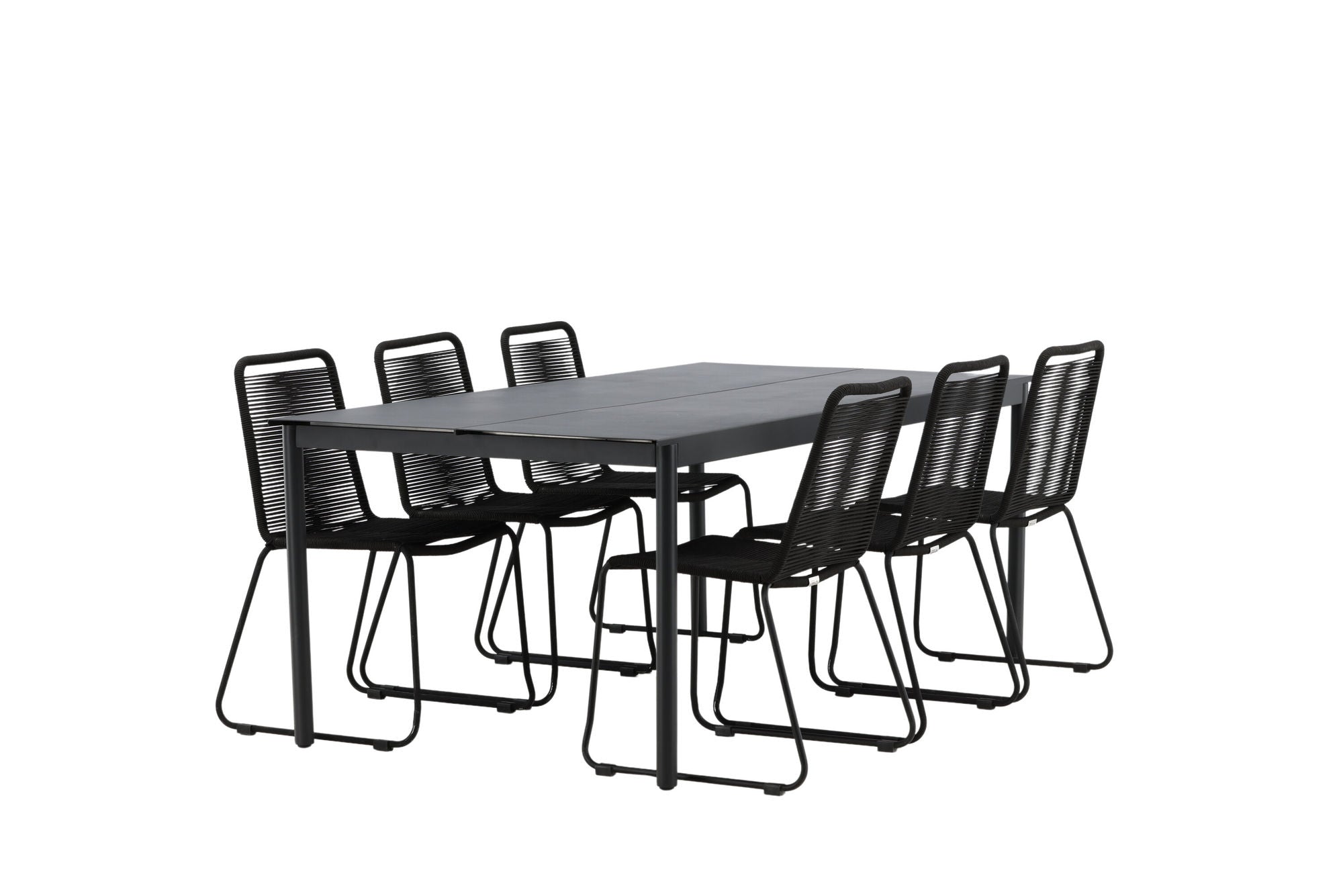 Venture Home Modena - spisebord- Black - Aluminium - 200*100cm +Lindos Stacking stol - Black Alu / Black Rope _6