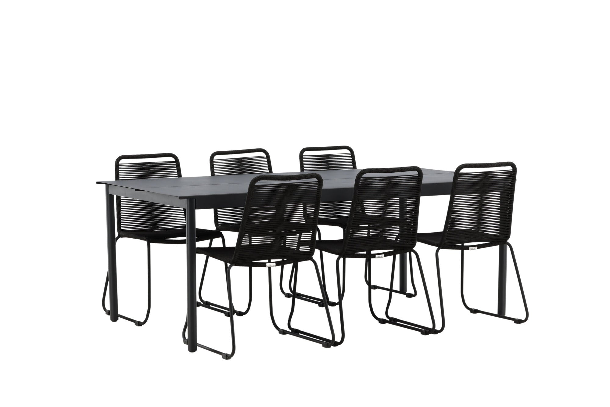 Venture Home Modena - spisebord- Black - Aluminium - 200*100cm +Lindos Stacking stol - Black Alu / Black Rope _6