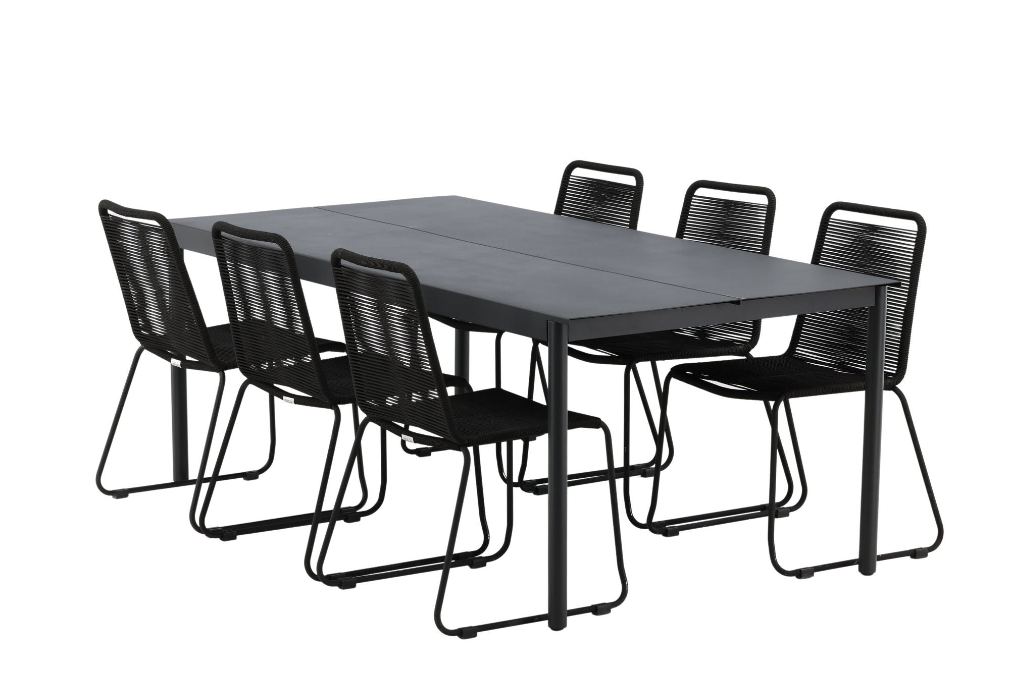Venture Home Modena - spisebord- Black - Aluminium - 200*100cm +Lindos Stacking stol - Black Alu / Black Rope _6