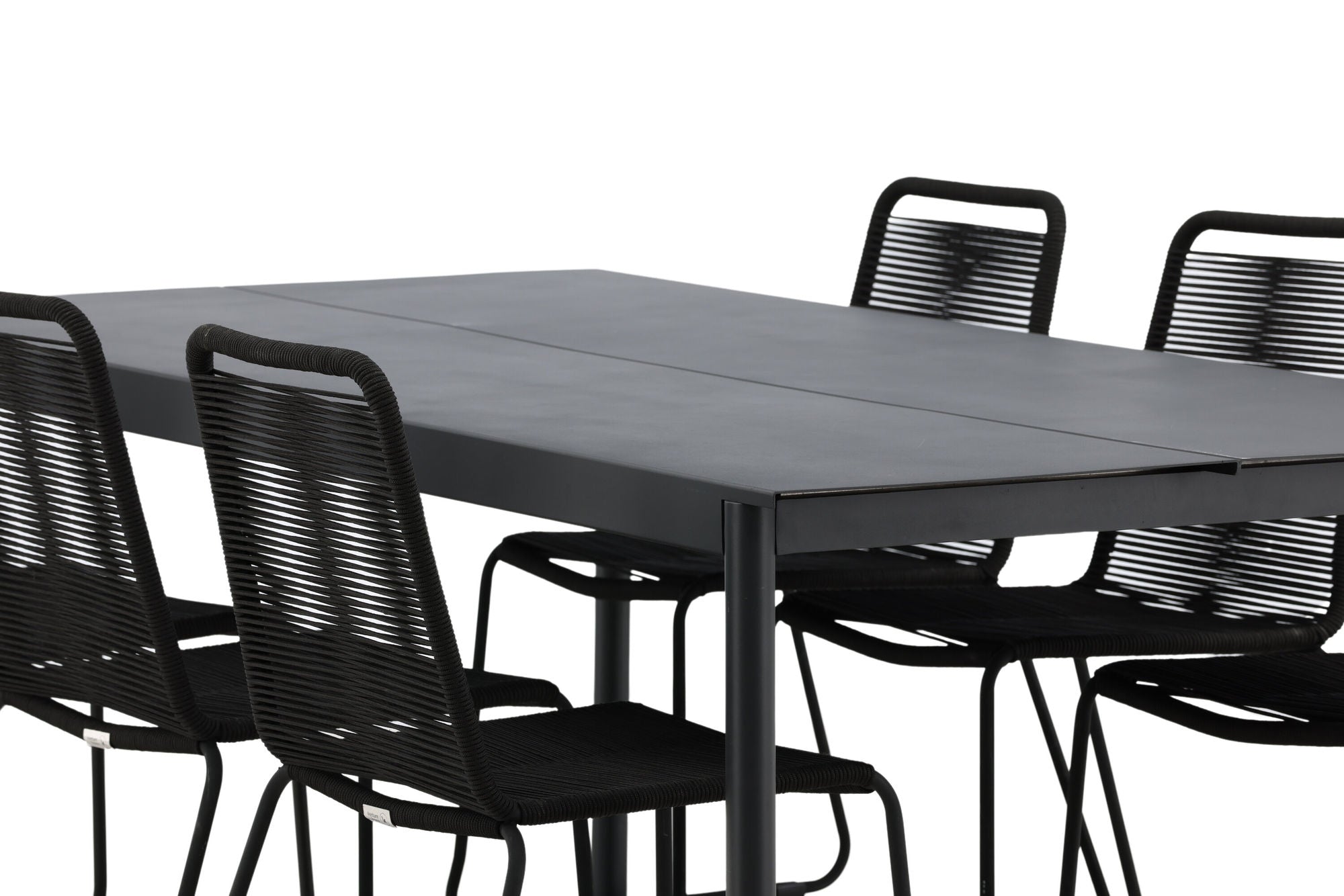 Venture Home Modena - spisebord- Black - Aluminium - 200*100cm +Lindos Stacking stol - Black Alu / Black Rope _6