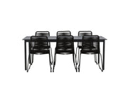 Venture Home Modena - spisebord- Black - Aluminium - 200*100cm +Lindos Stacking stol - Black Alu / Black Rope _6