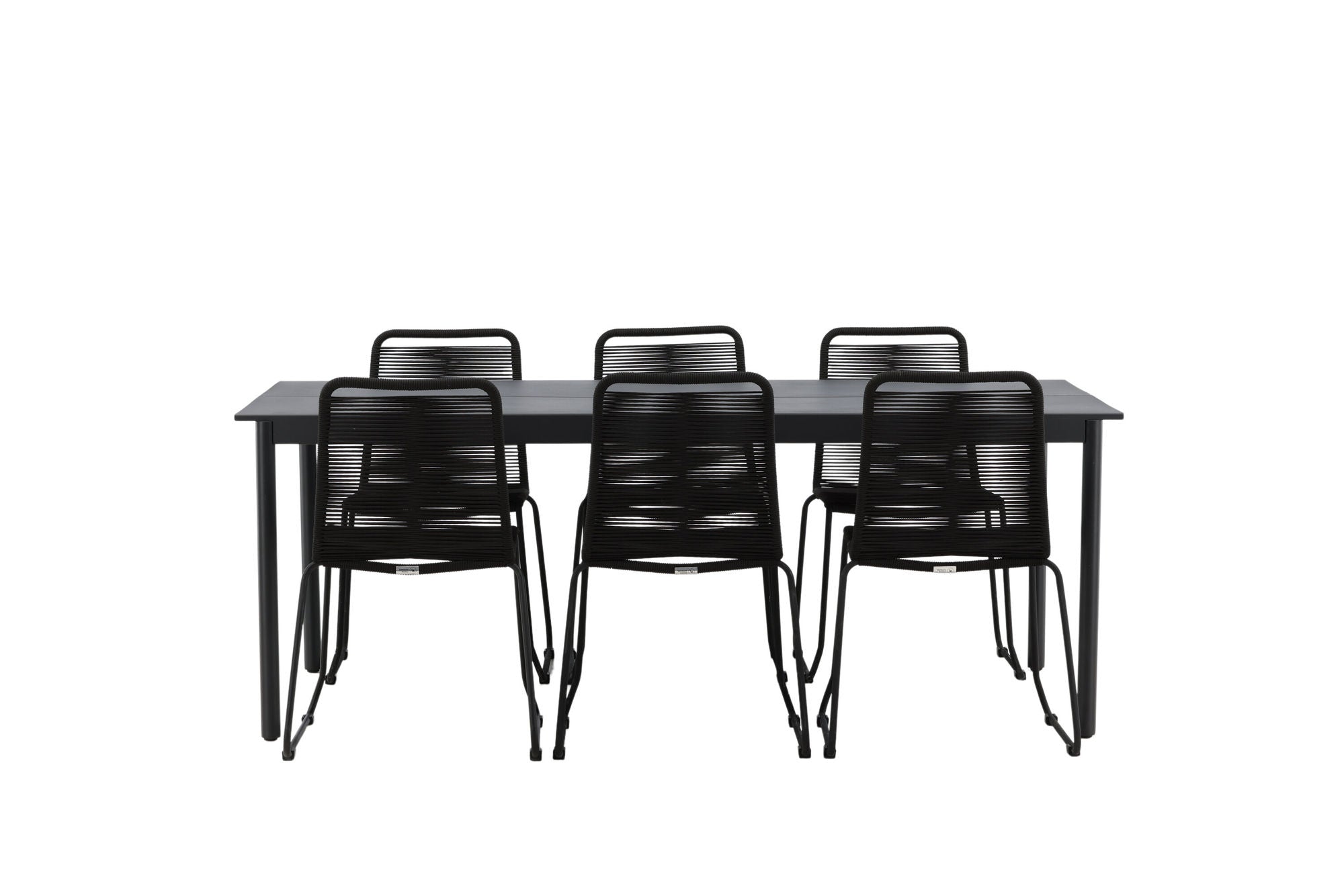 Venture Home Modena - spisebord- Black - Aluminium - 200*100cm +Lindos Stacking stol - Black Alu / Black Rope _6