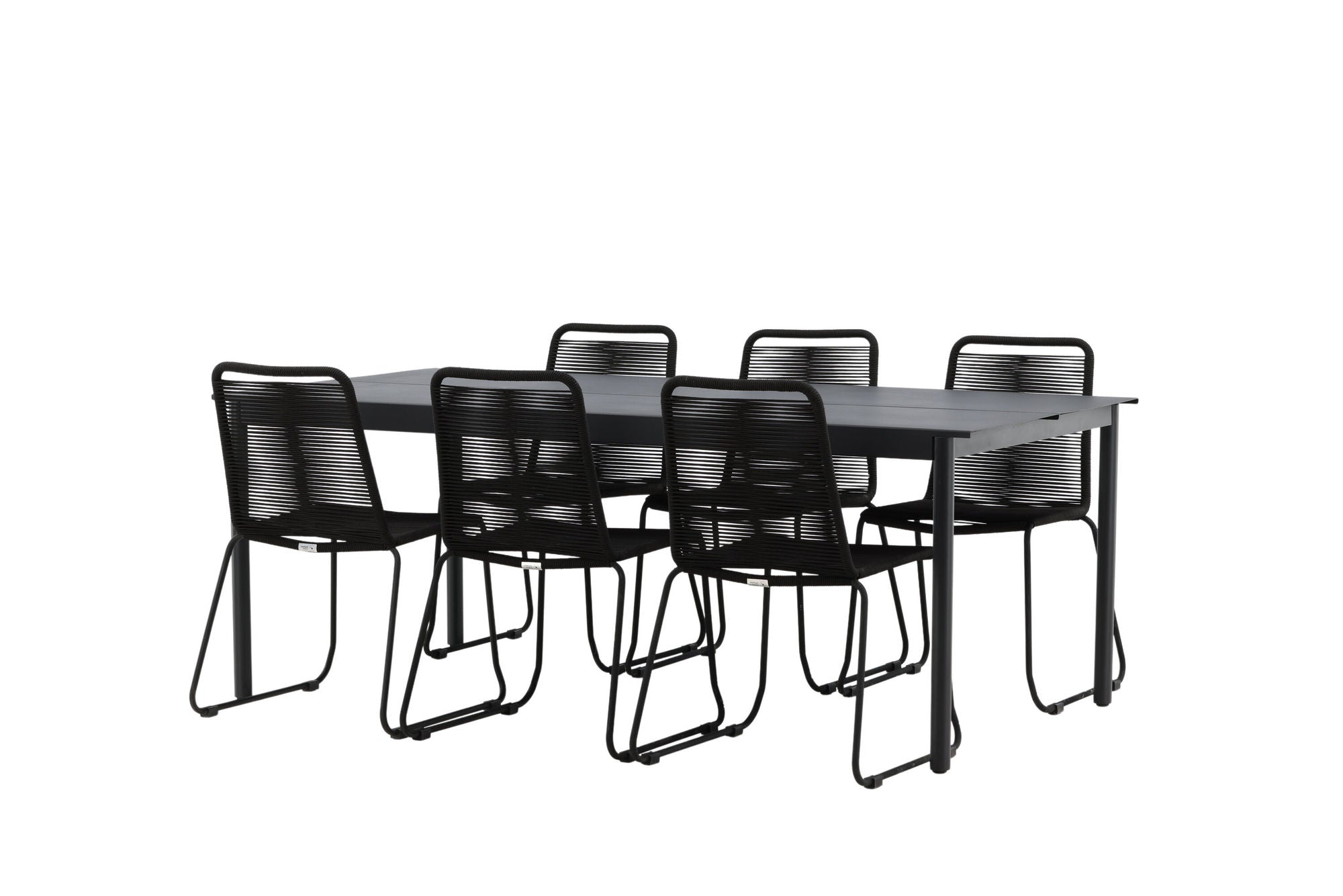 Venture Home Modena - spisebord- Black - Aluminium - 200*100cm +Lindos Stacking stol - Black Alu / Black Rope _6