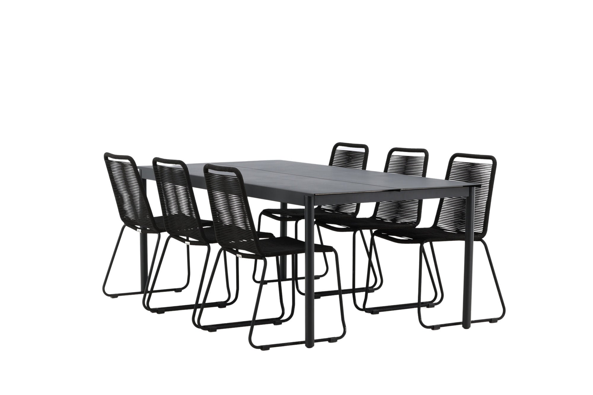 Venture Home Modena - spisebord- Black - Aluminium - 200*100cm +Lindos Stacking stol - Black Alu / Black Rope _6