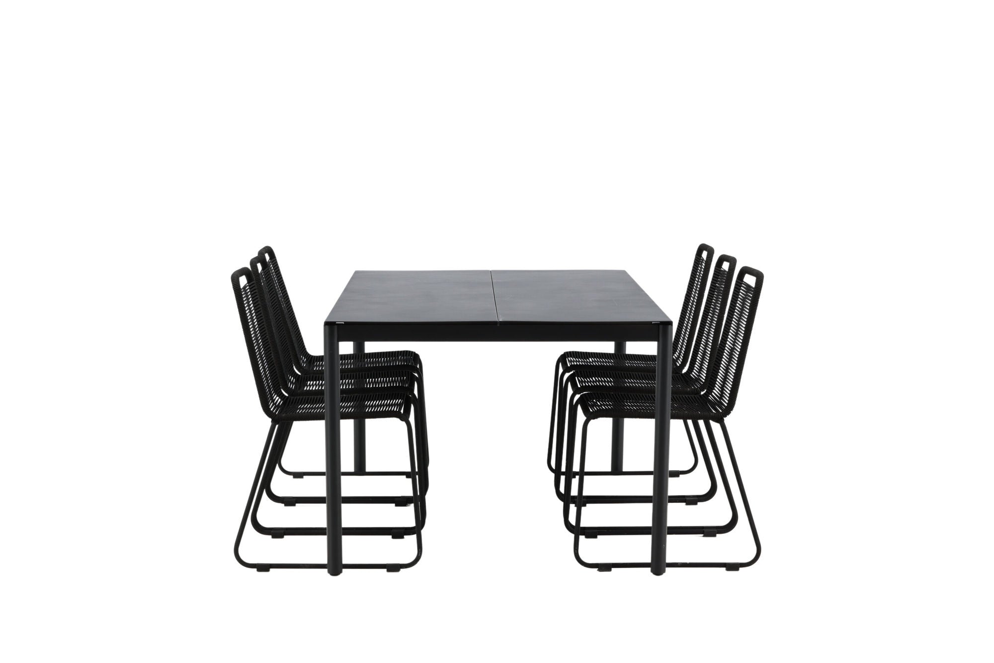 Venture Home Modena - spisebord- Black - Aluminium - 200*100cm +Lindos Stacking stol - Black Alu / Black Rope _6